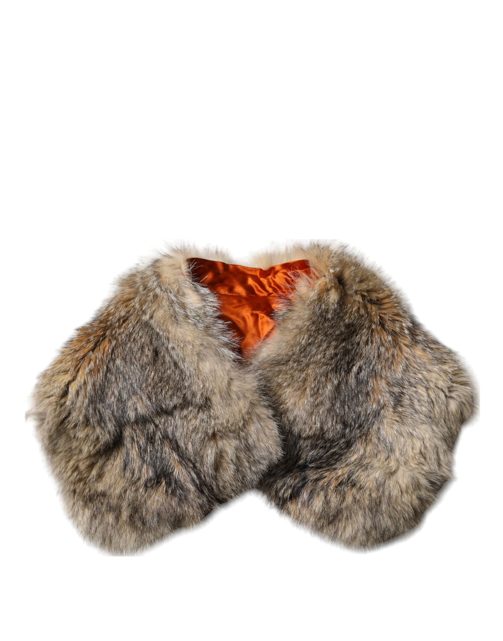 Dolce & Gabbana Brown Fur Shoulder Collar Neck Wrap Scarf - 3