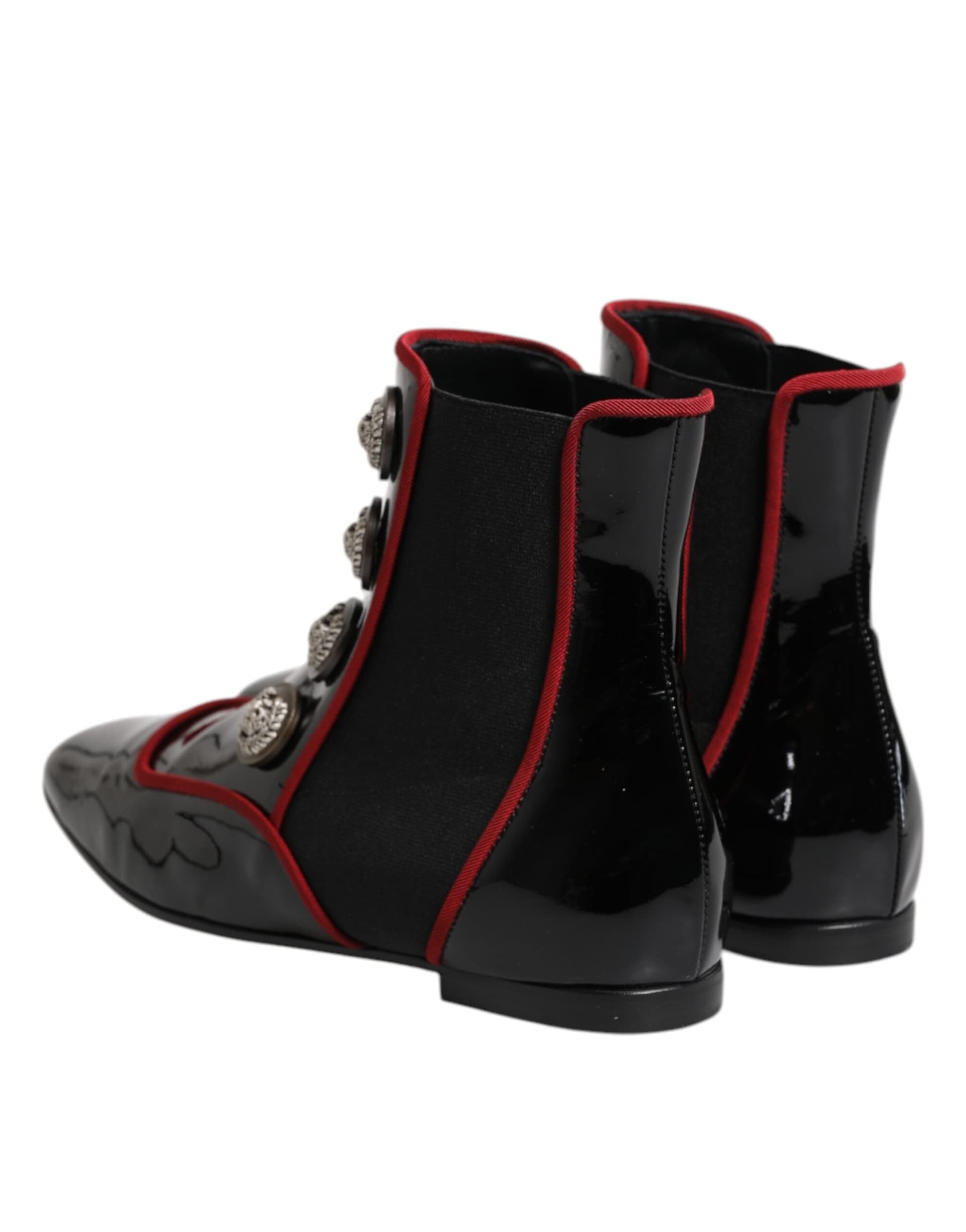 Dolce & Gabbana Black Jackie Buttoned Chelsea Boots Shoes - 4