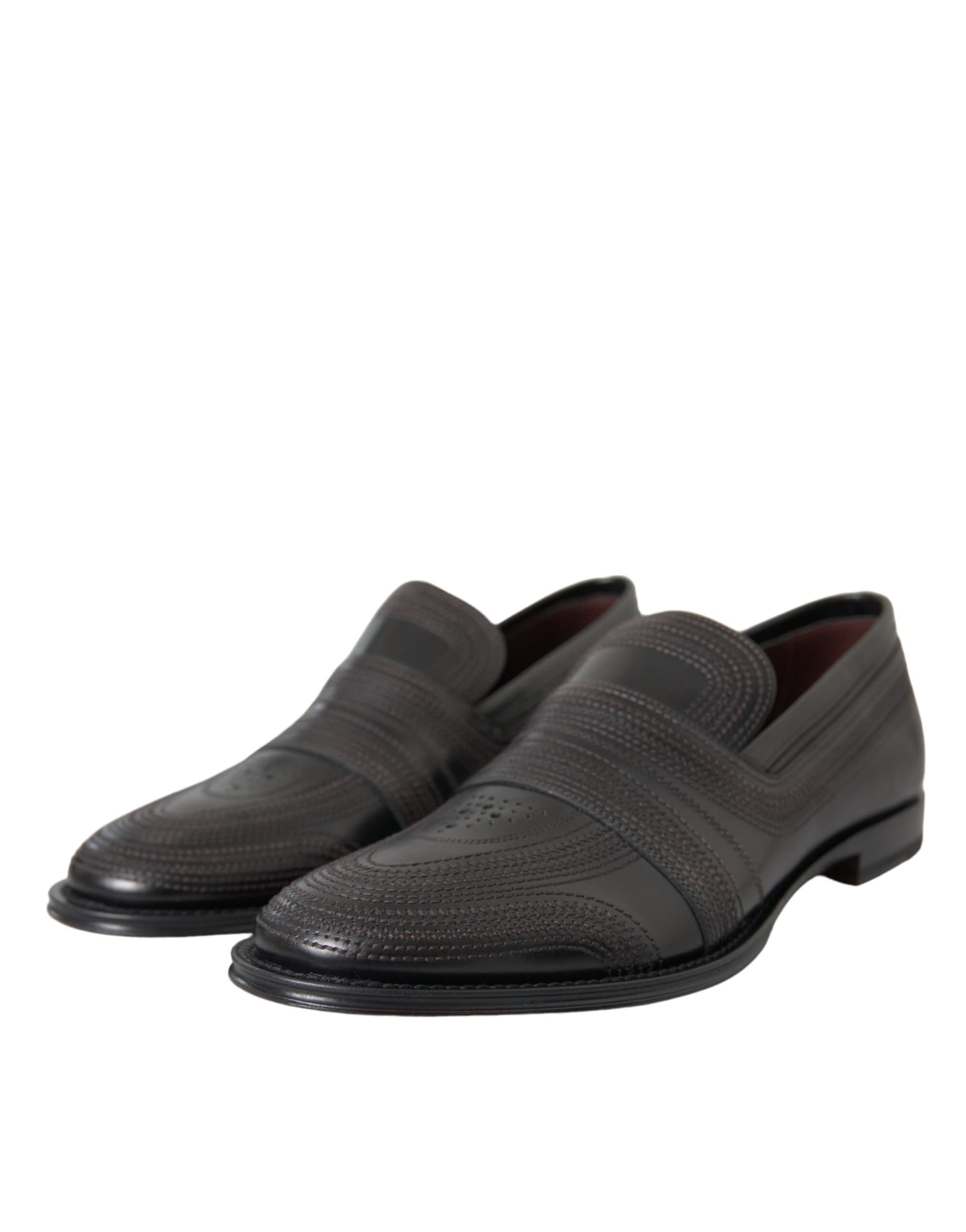 Dolce & Gabbana Black Brown Leather Loafer Men Dress Shoes - 2