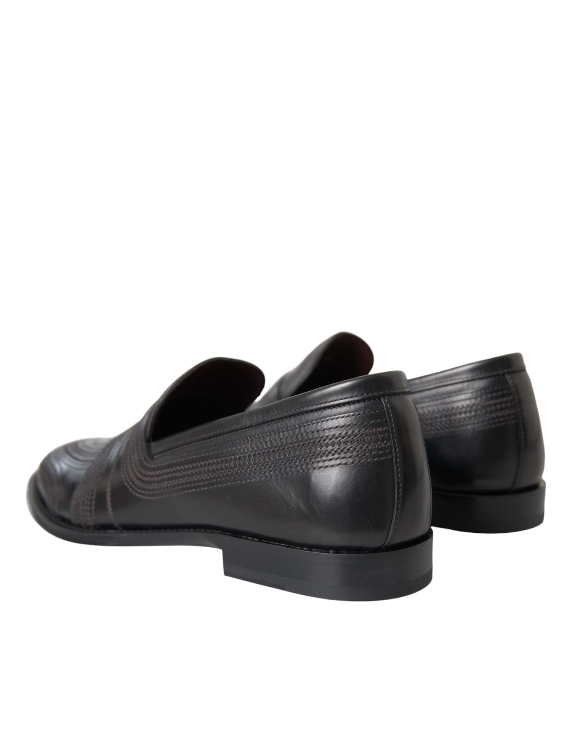Dolce & Gabbana Black Brown Leather Loafer Men Dress Shoes - 3
