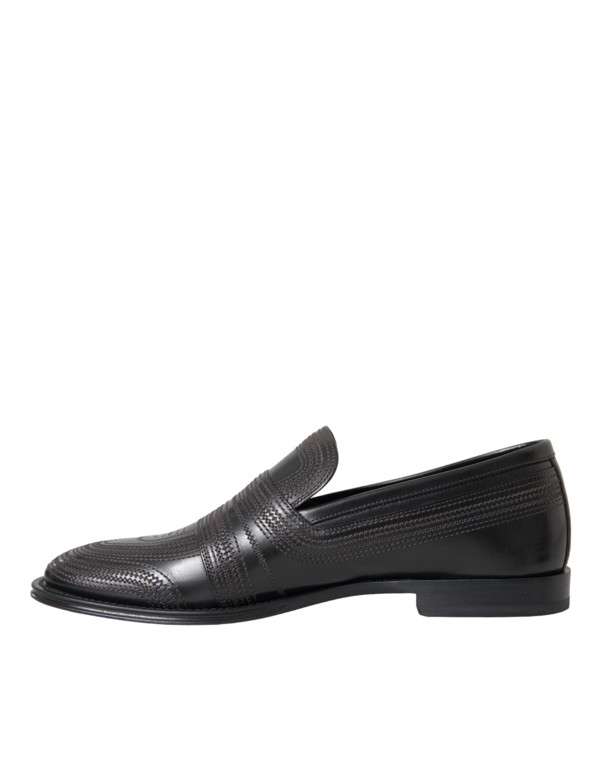 Dolce & Gabbana Black Brown Leather Loafer Men Dress Shoes - 4