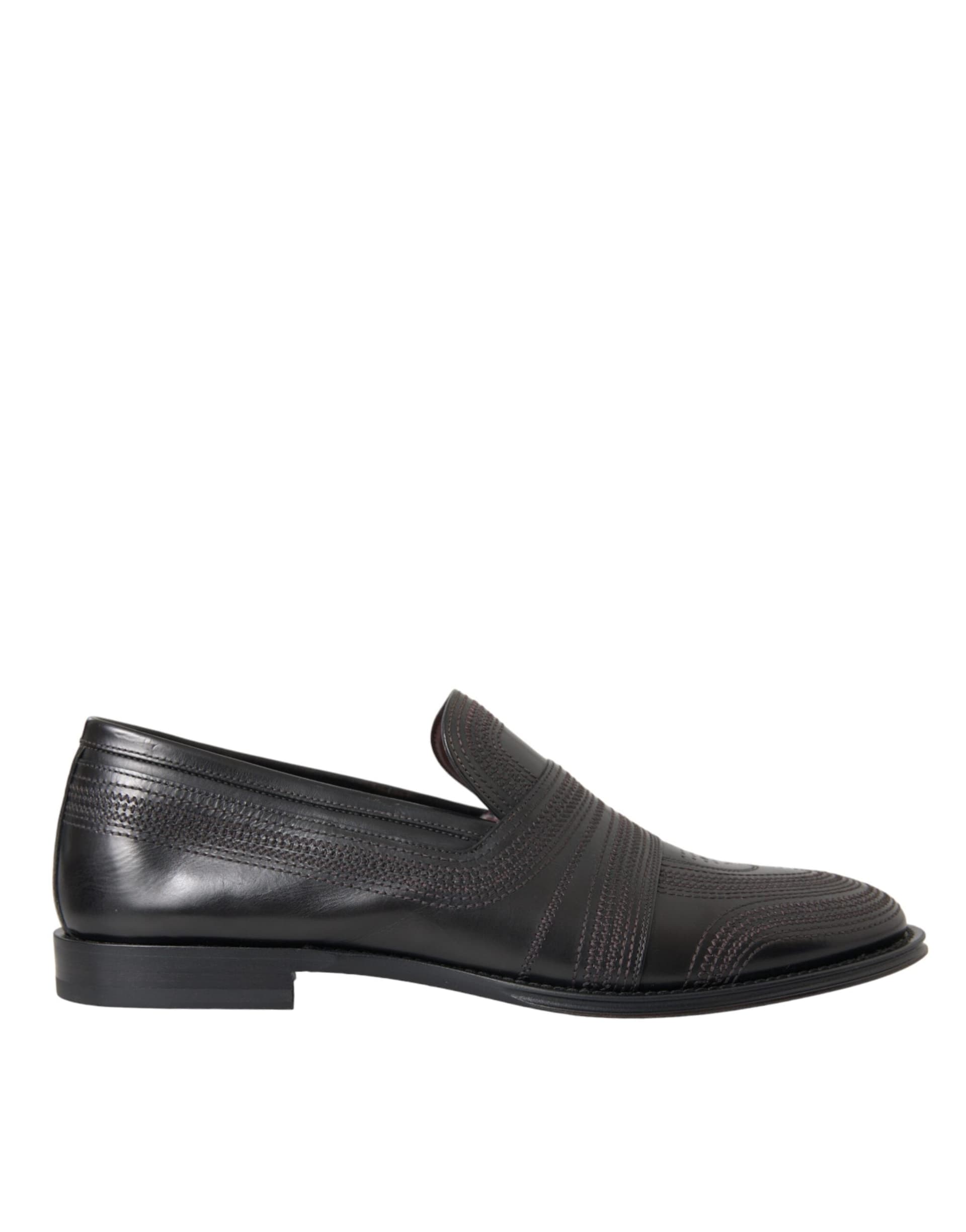 Dolce & Gabbana Black Brown Leather Loafer Men Dress Shoes - 6
