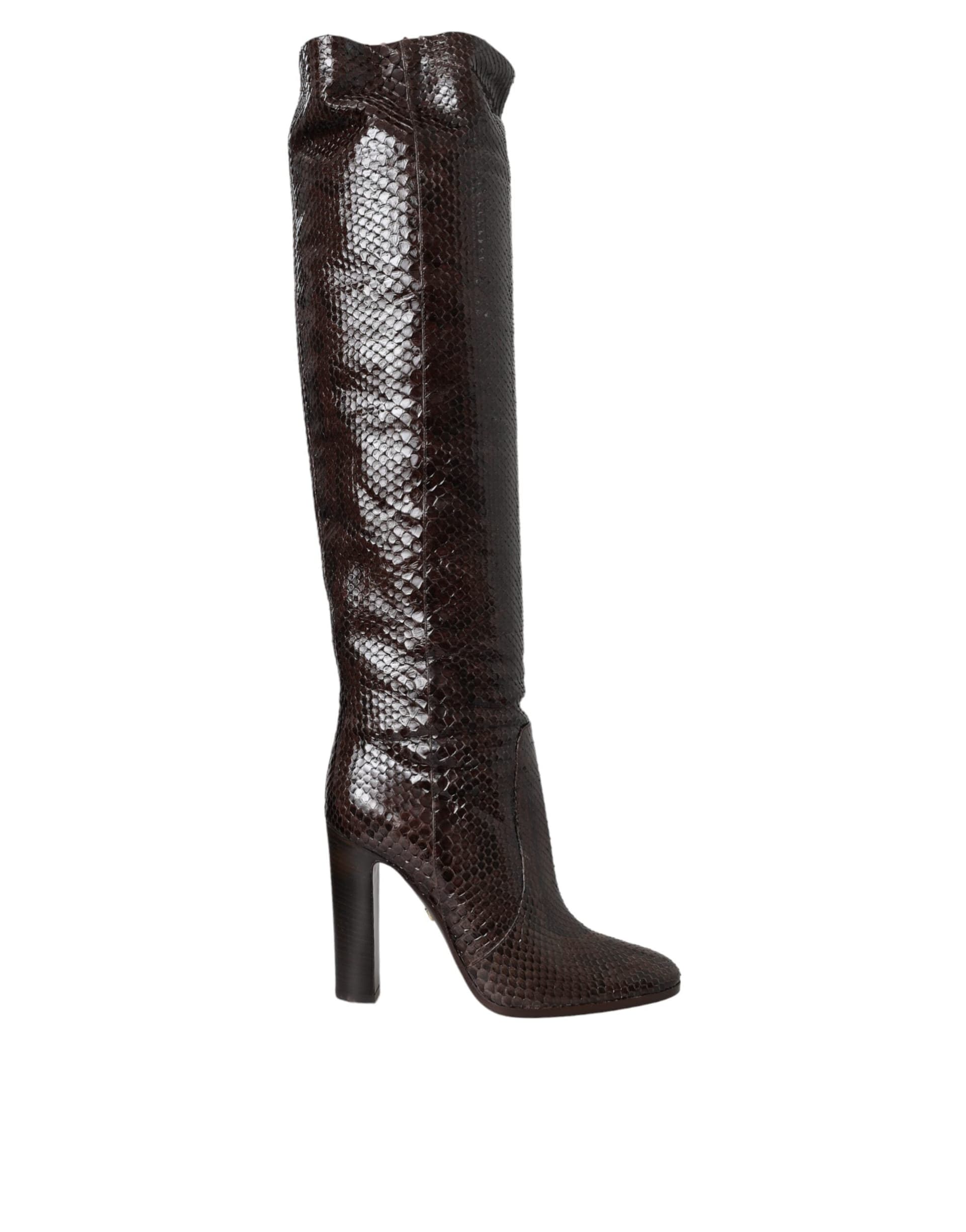 Dolce & Gabbana Brown Exotic Leather Heels High Boots Shoes - 5