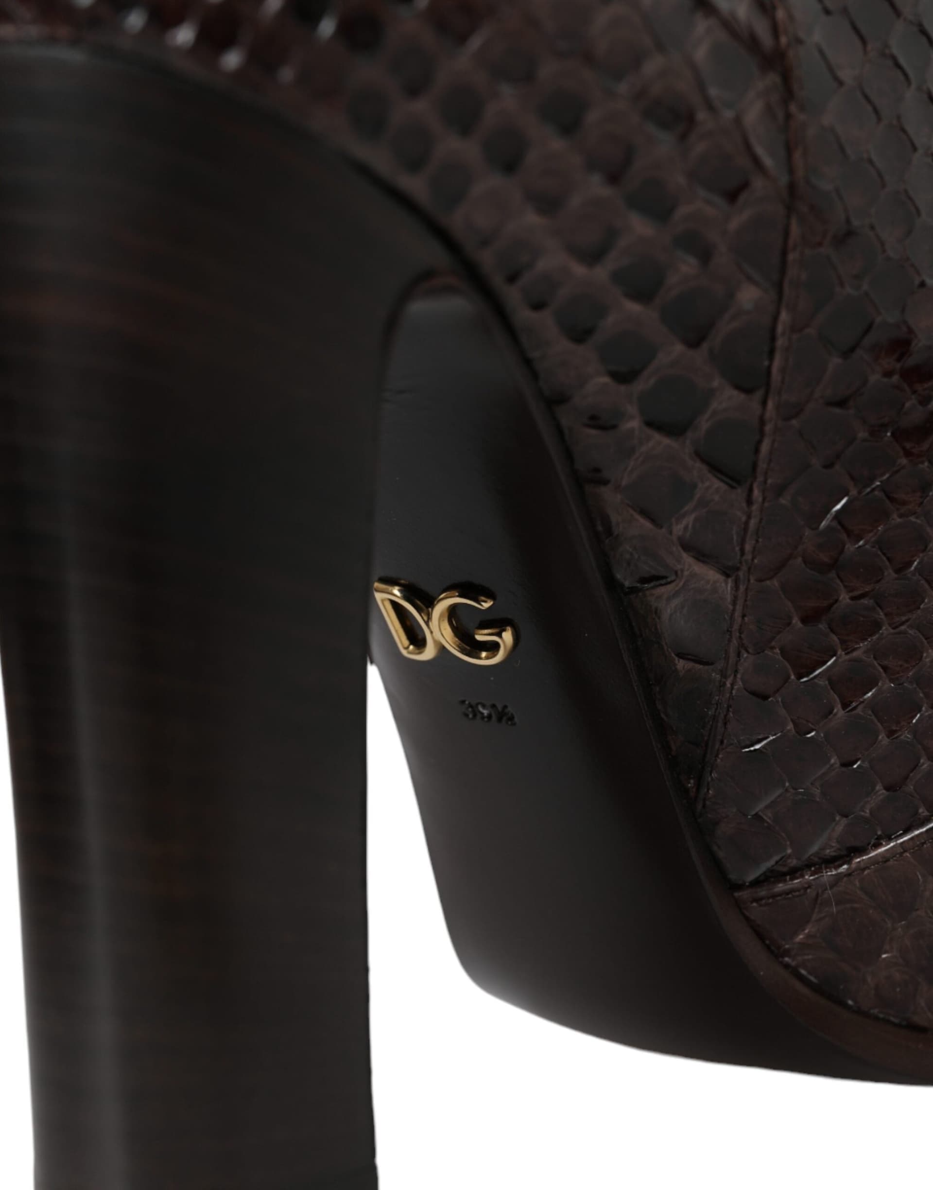 Dolce & Gabbana Brown Exotic Leather Heels High Boots Shoes - 6