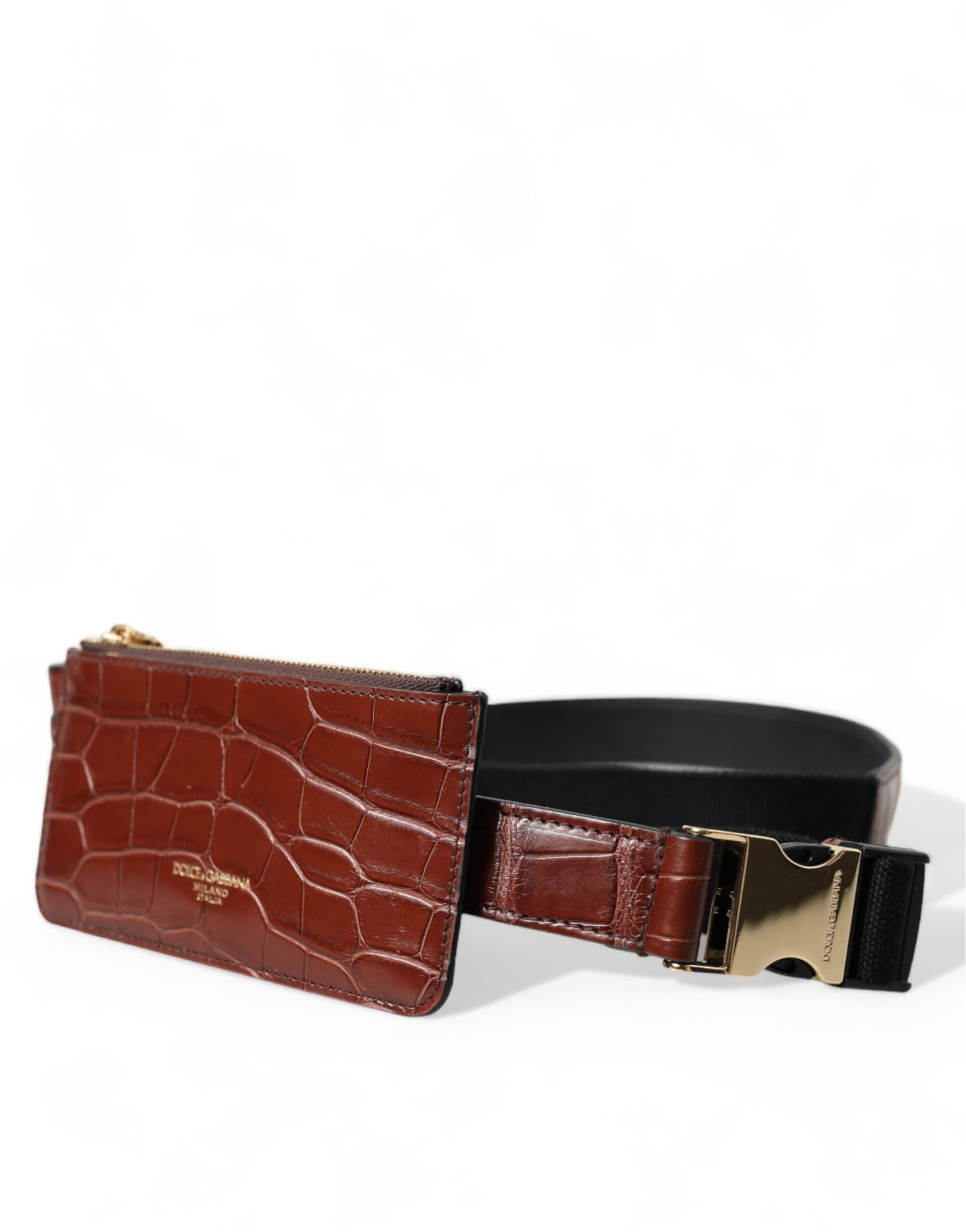 Dolce & Gabbana Brown Alligator Leather Airpods Case Coin Purse Wallet - 2