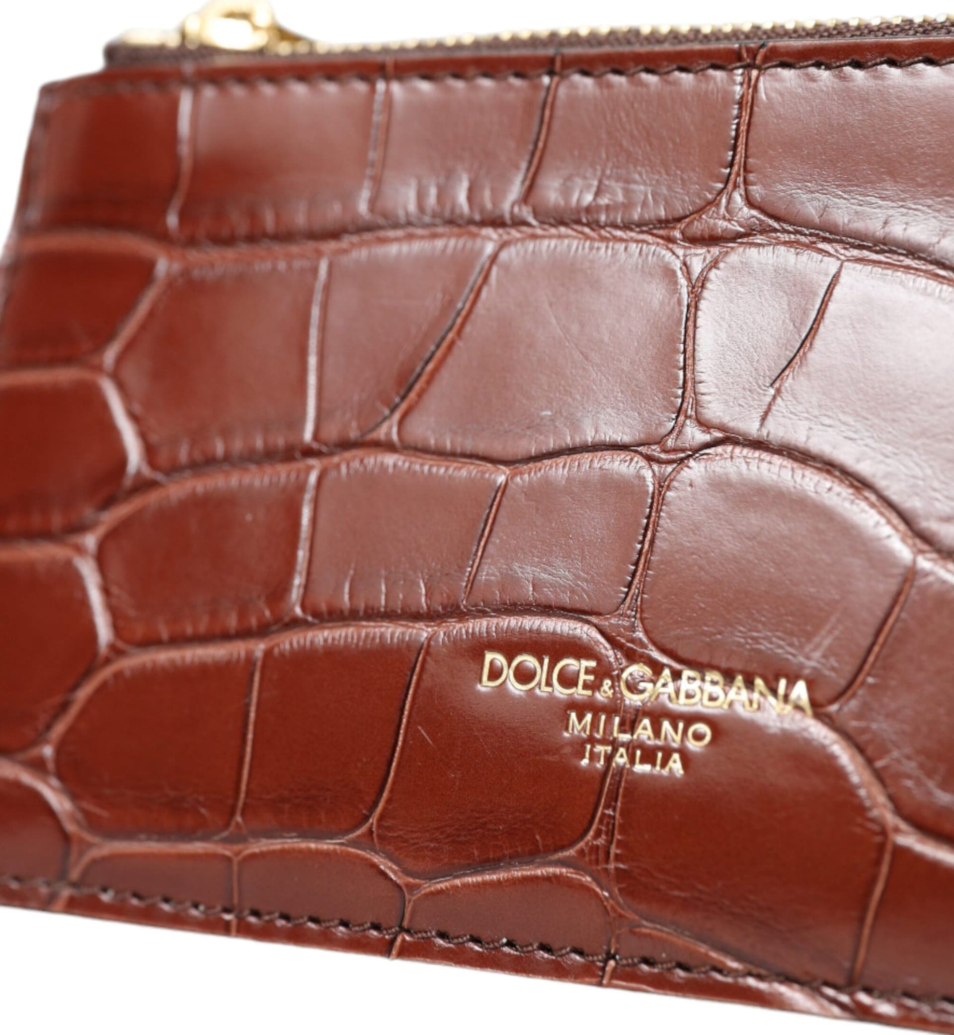 Dolce & Gabbana Brown Alligator Leather Airpods Case Coin Purse Wallet - 3