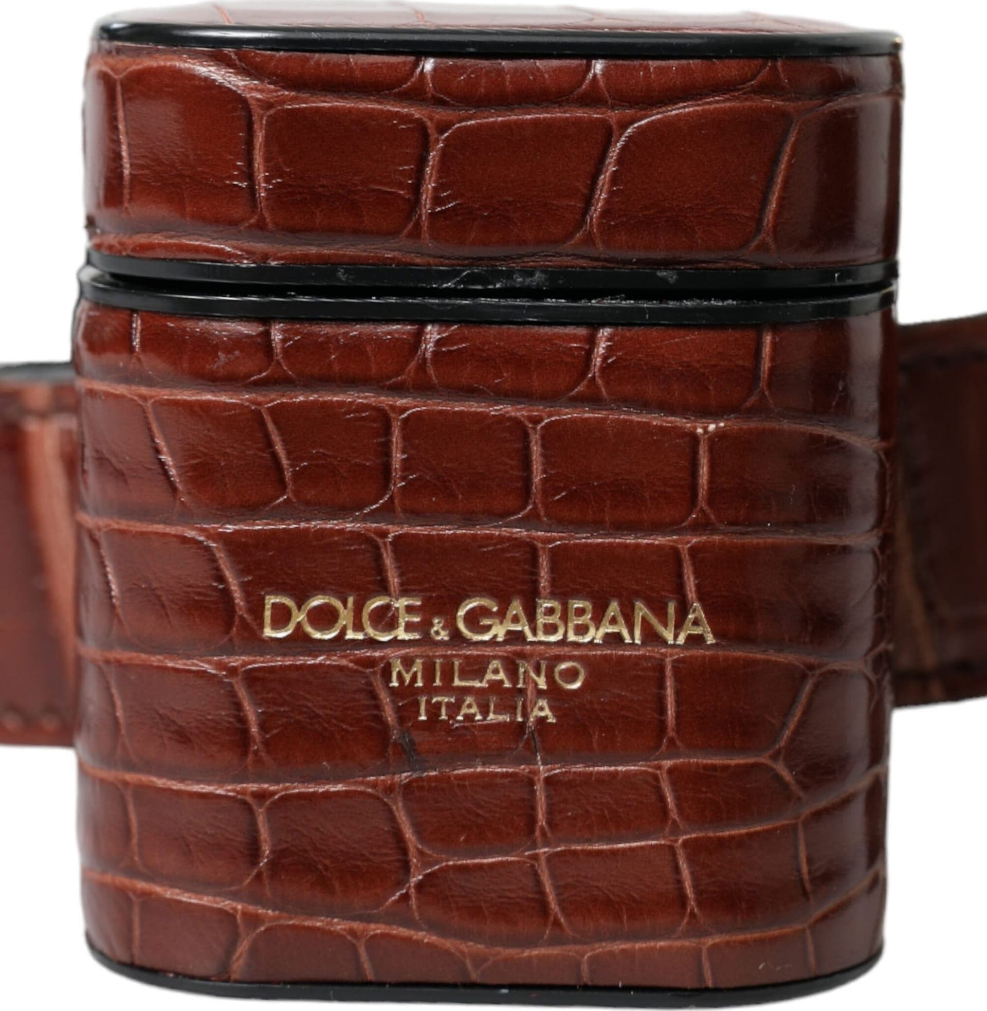 Dolce & Gabbana Brown Alligator Leather Airpods Case Coin Purse Wallet - 5