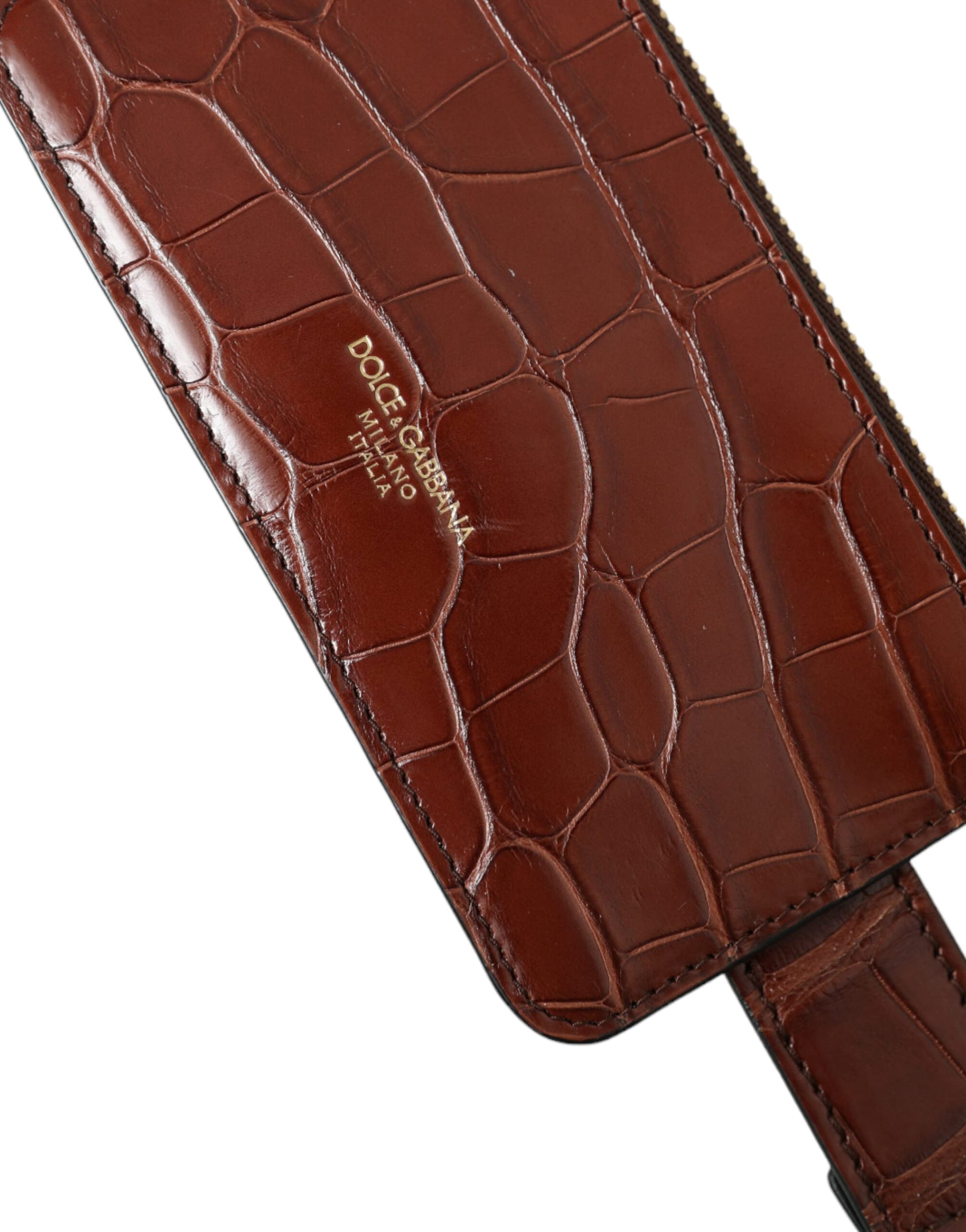 Dolce & Gabbana Brown Alligator Leather Airpods Case Coin Purse Wallet - 7