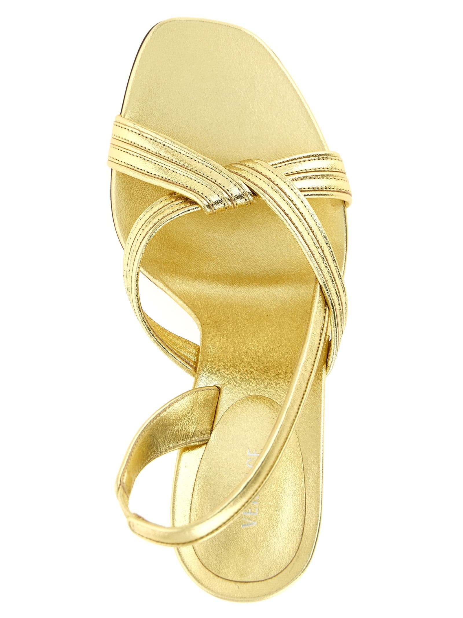 Versace Gold Lamb Leather Stiletto Heel Sandals - 4