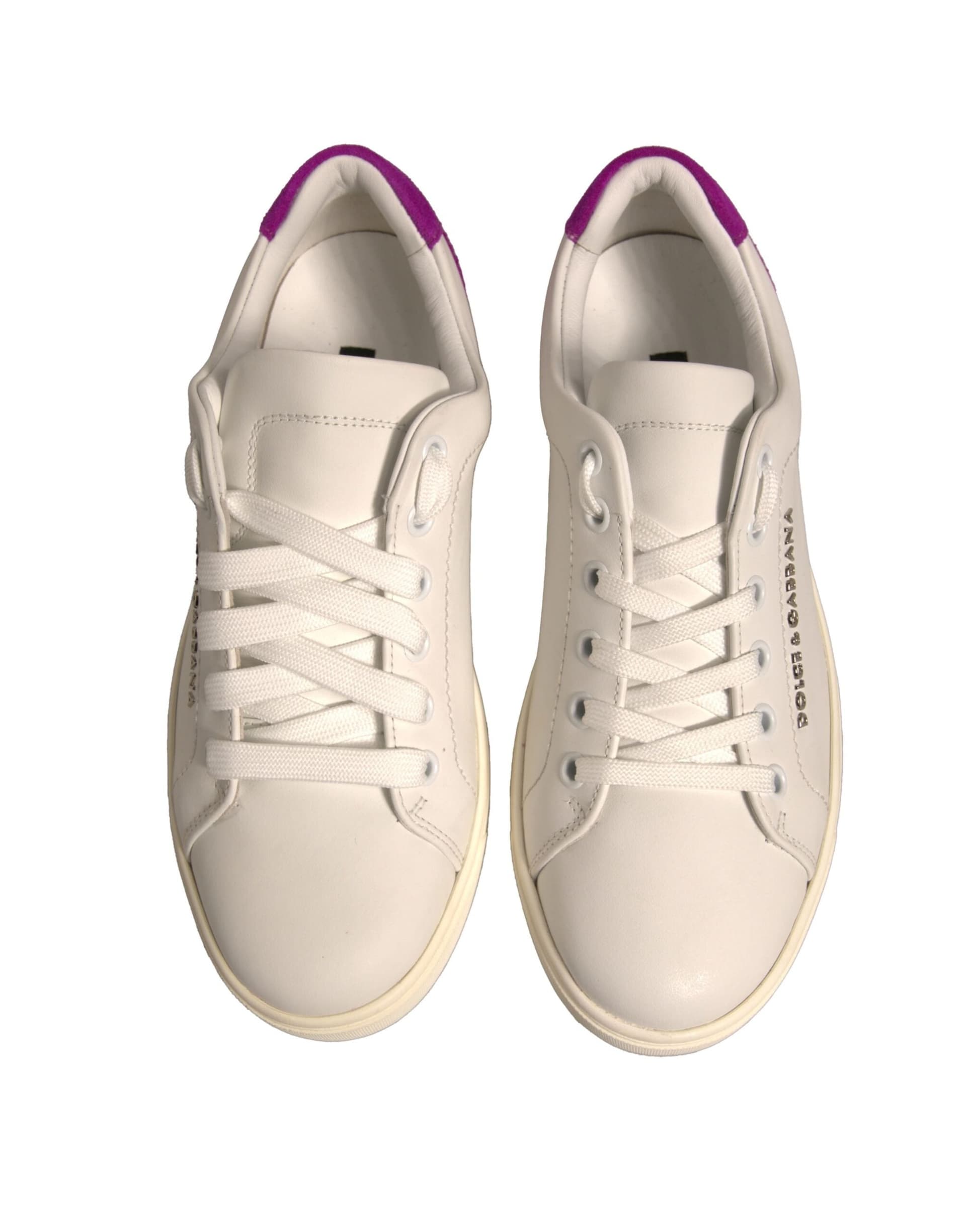 Dolce & Gabbana White Suede Leather Low Top Sneakers Shoes - 2