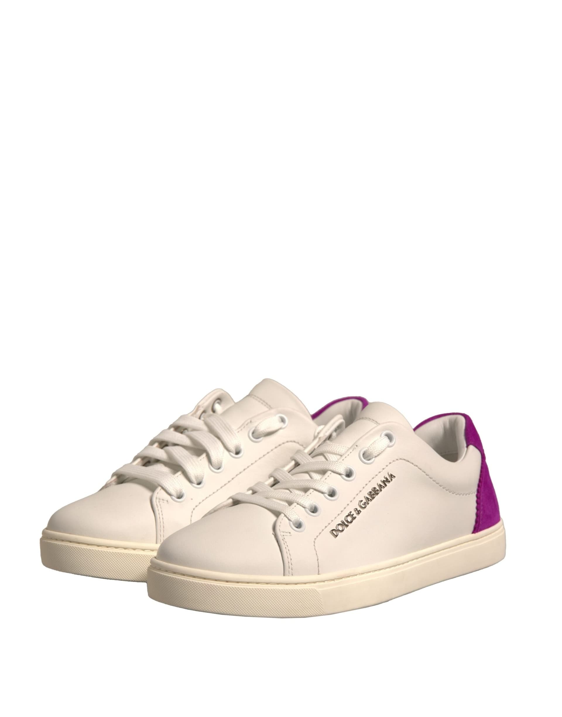 Dolce & Gabbana White Suede Leather Low Top Sneakers Shoes - 3