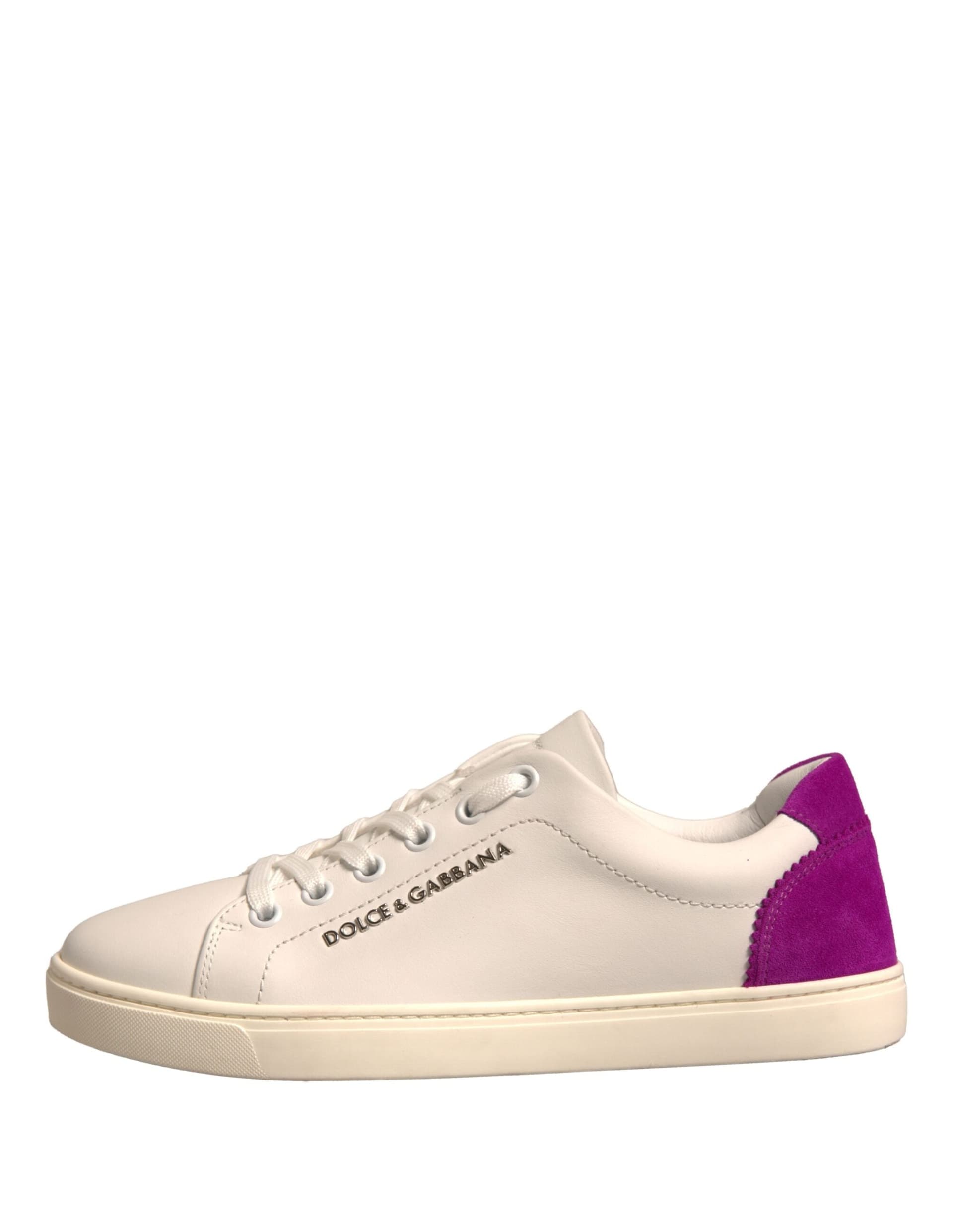 Dolce & Gabbana White Suede Leather Low Top Sneakers Shoes - 5