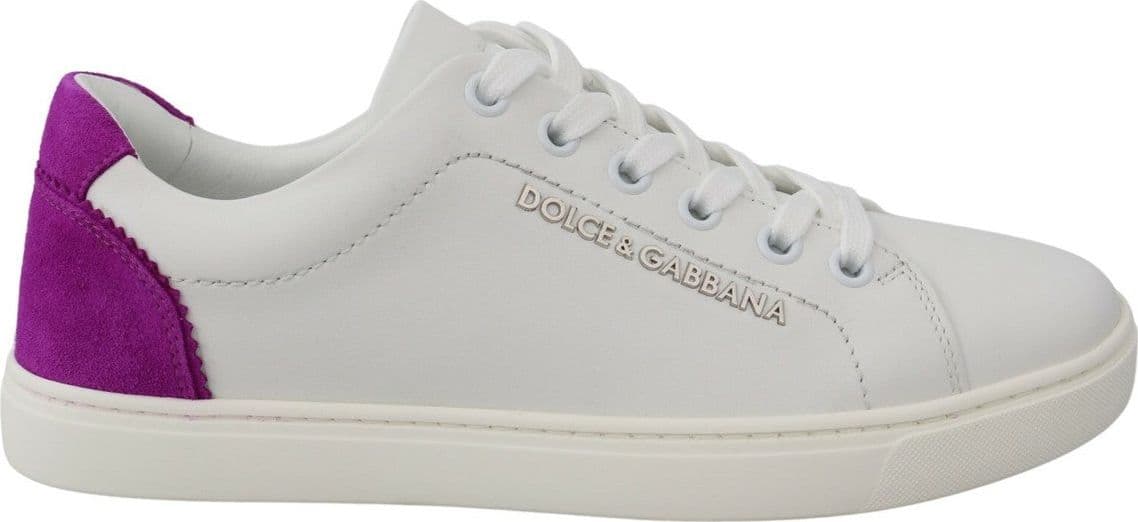 Dolce & Gabbana White Suede Leather Low Top Sneakers Shoes - 7