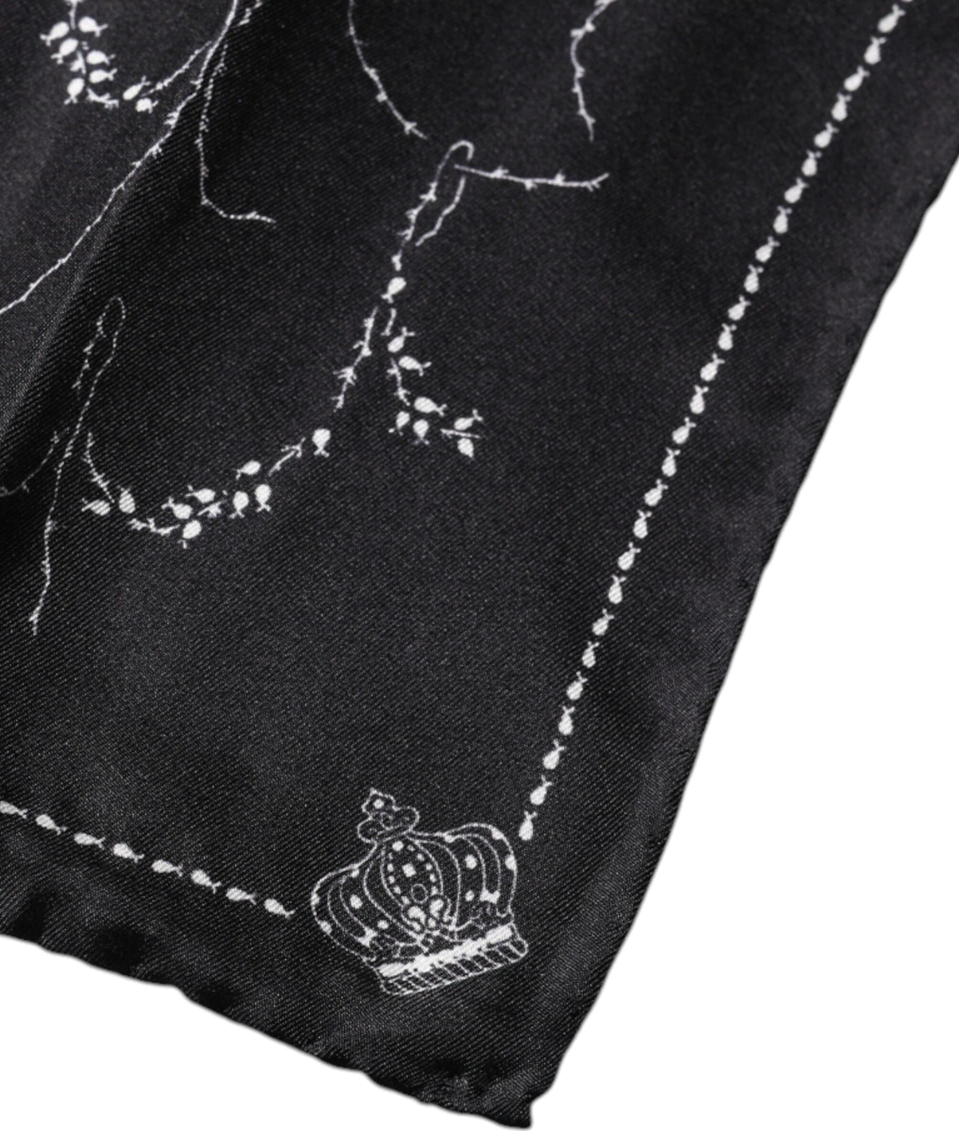Dolce & Gabbana Black Patterned Silk Handkerchief Scarf - 3