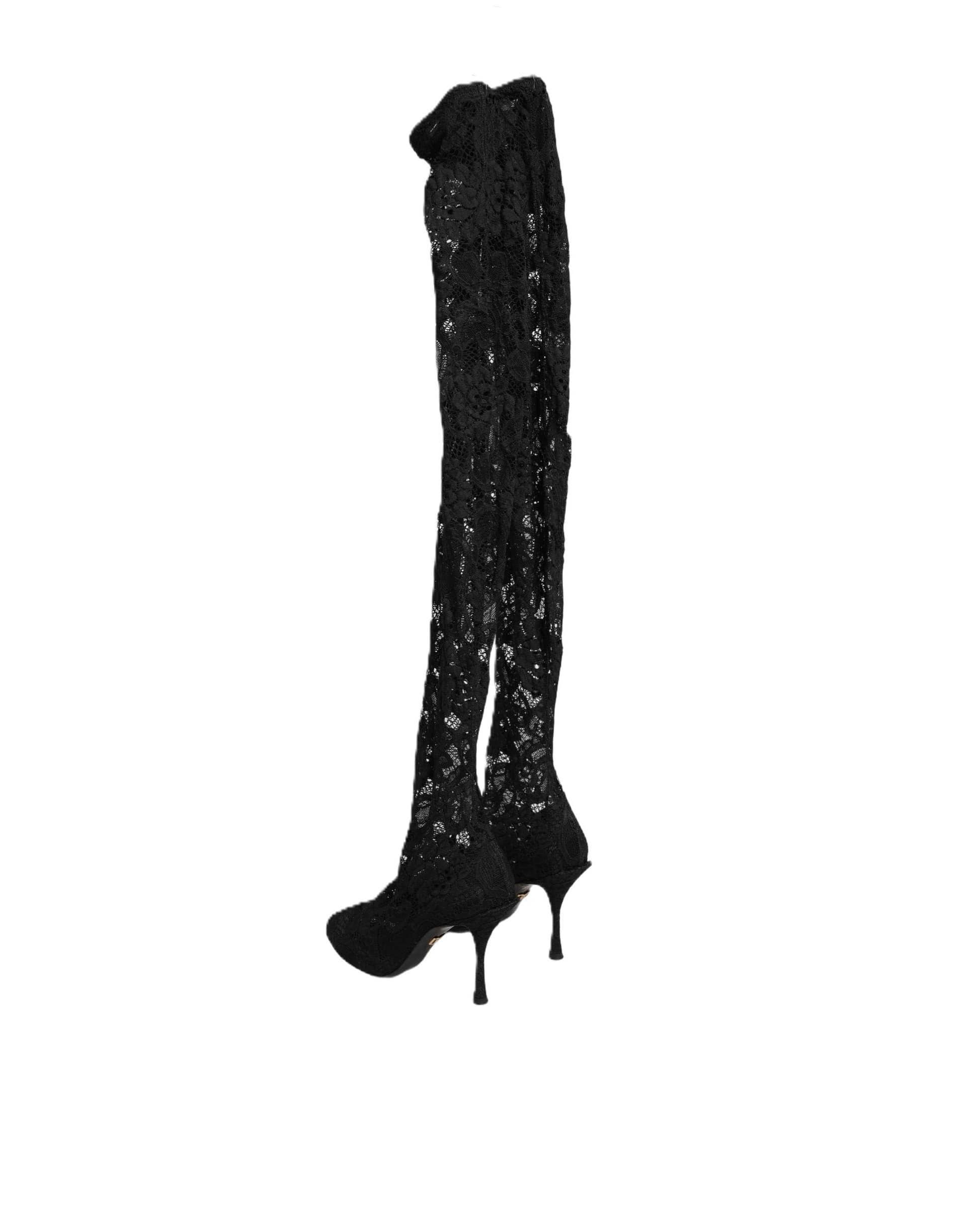 Dolce & Gabbana Black Taormina Lace Socks Boots Pumps Shoes - 2
