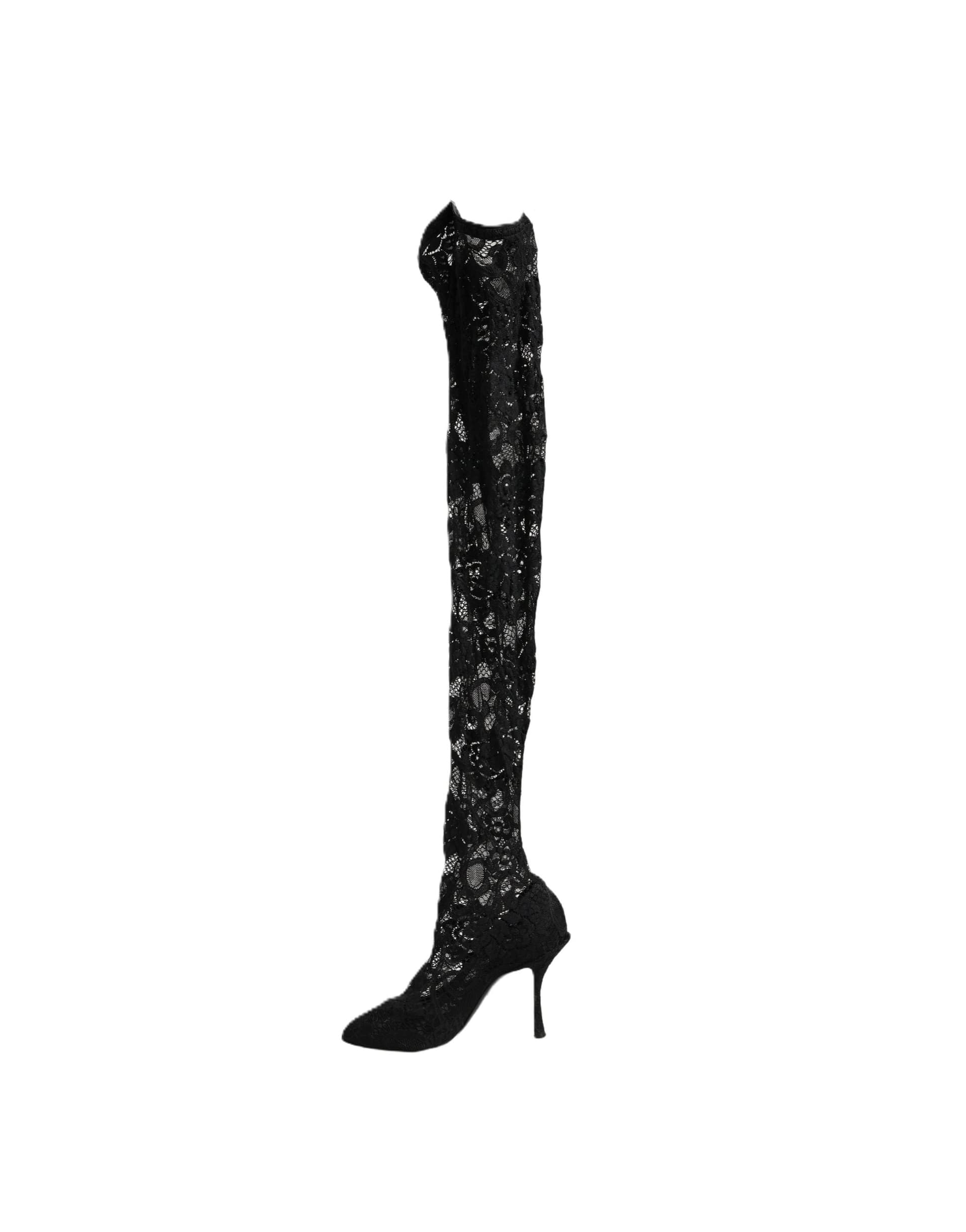 Dolce & Gabbana Black Taormina Lace Socks Boots Pumps Shoes - 3