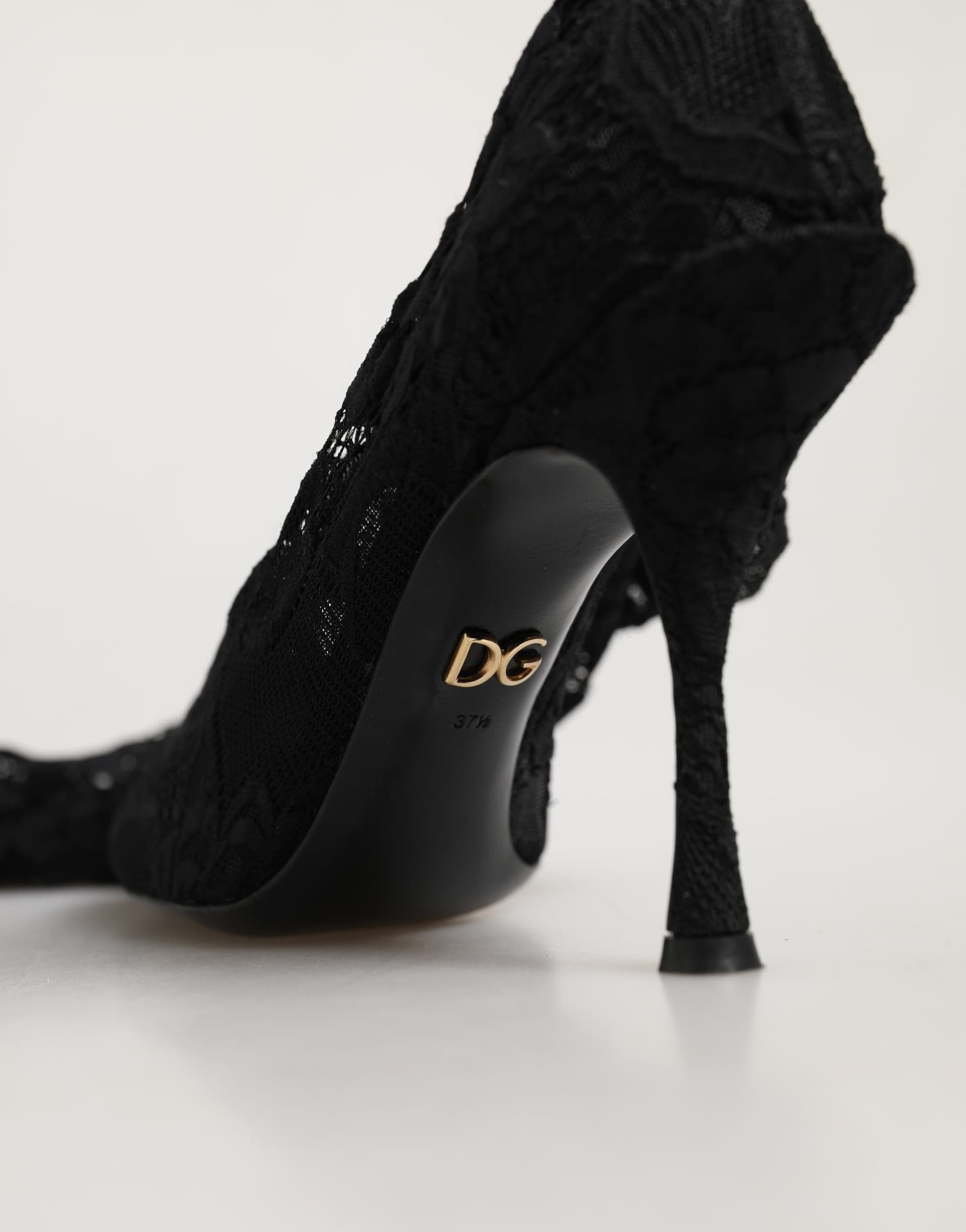 Dolce & Gabbana Black Taormina Lace Socks Boots Pumps Shoes - 6