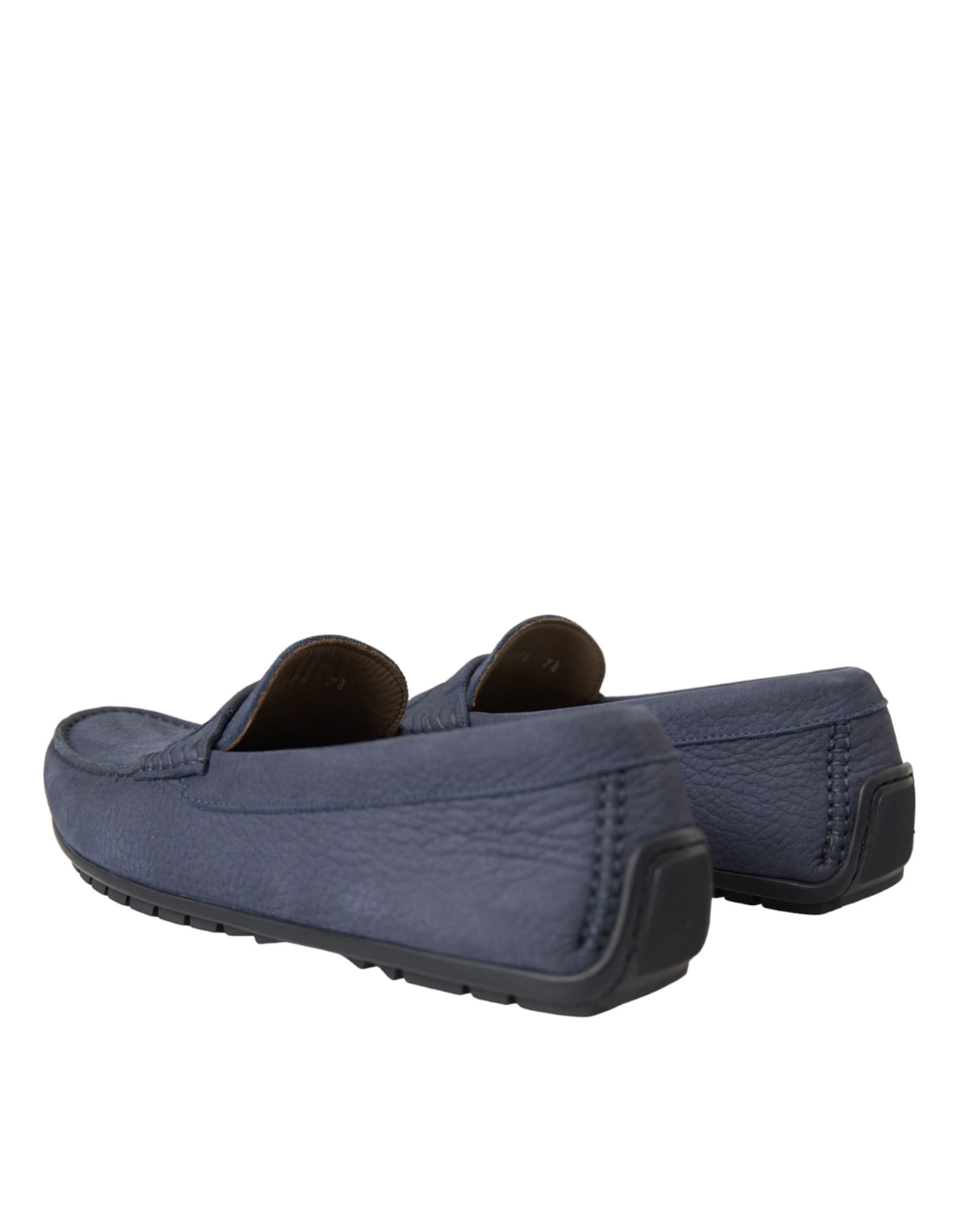 Dolce & Gabbana Blue Calf Leather Slip On Moccasin Shoes - 3