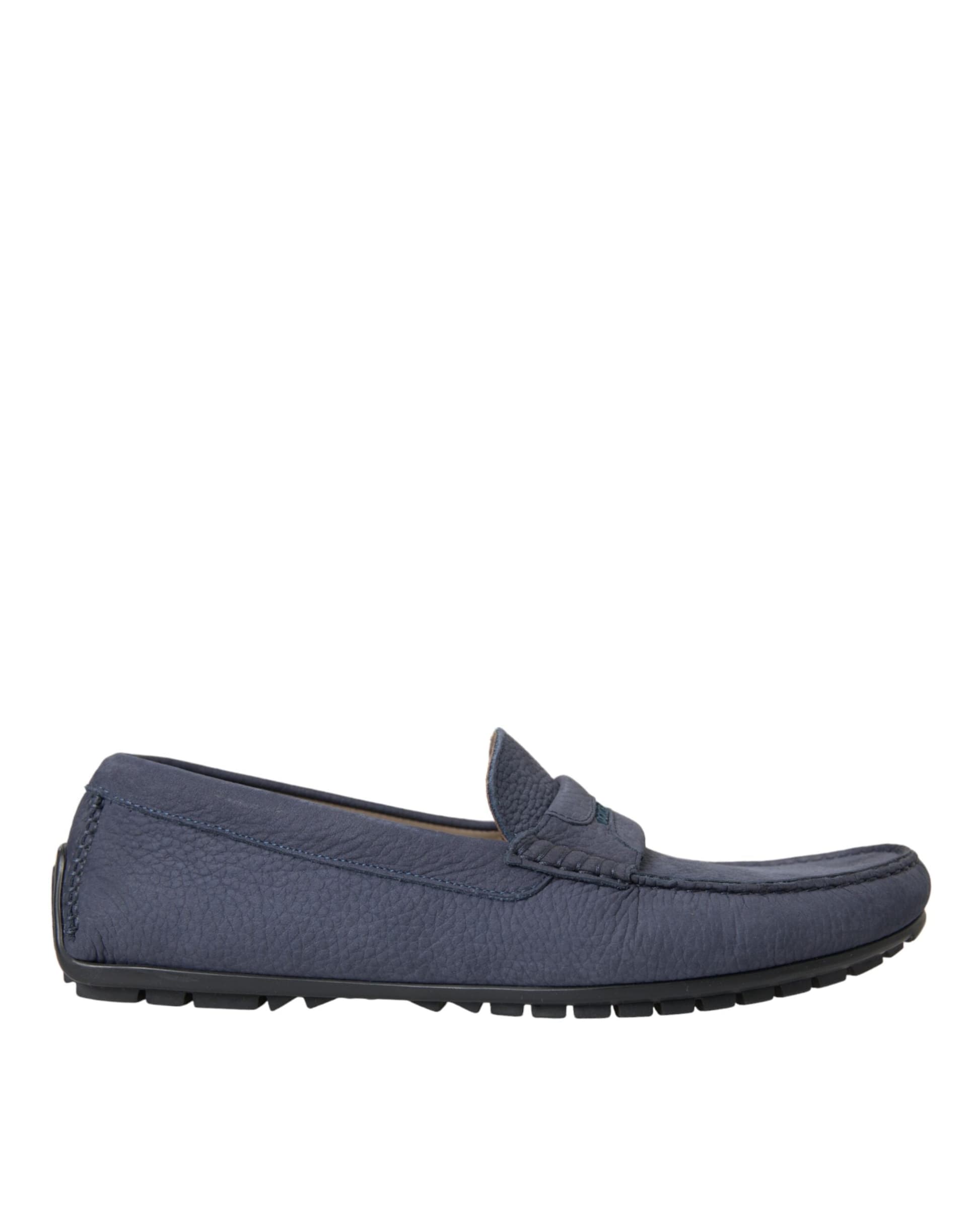 Dolce & Gabbana Blue Calf Leather Slip On Moccasin Shoes - 5