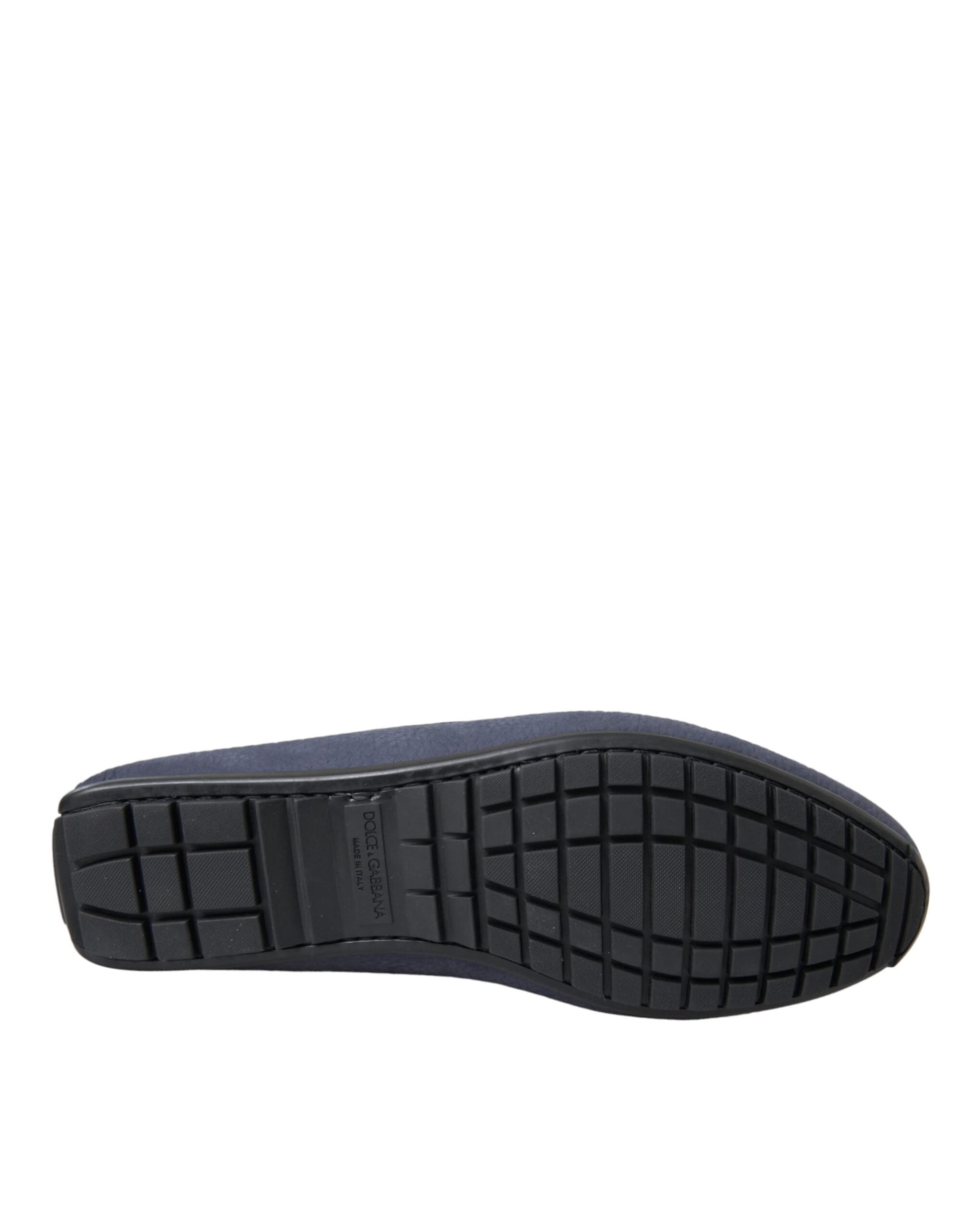 Dolce & Gabbana Blue Calf Leather Slip On Moccasin Shoes - 6