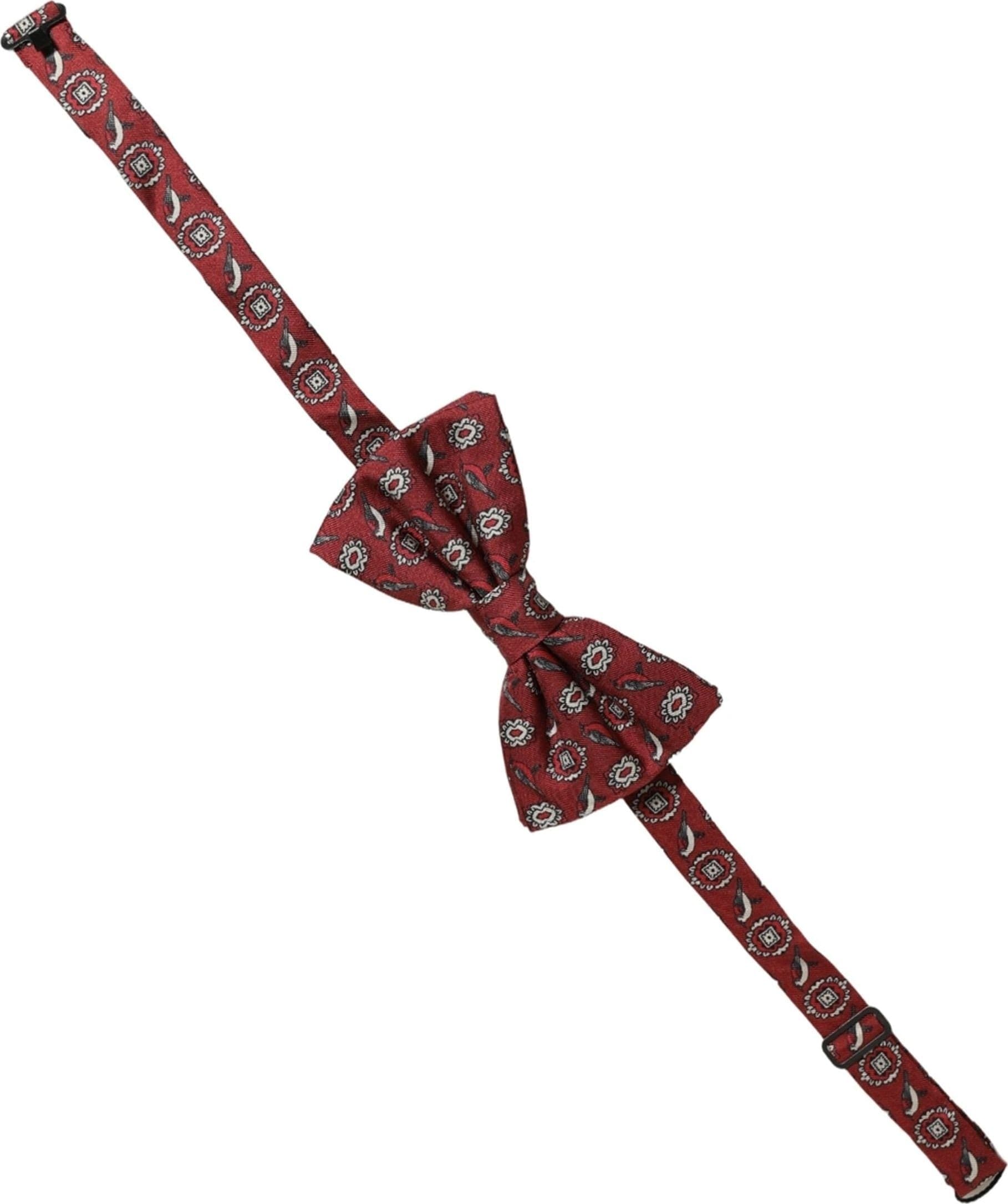Dolce & Gabbana Men Bordeaux Floral Adjustable Neck Papillon Bow Tie - 2