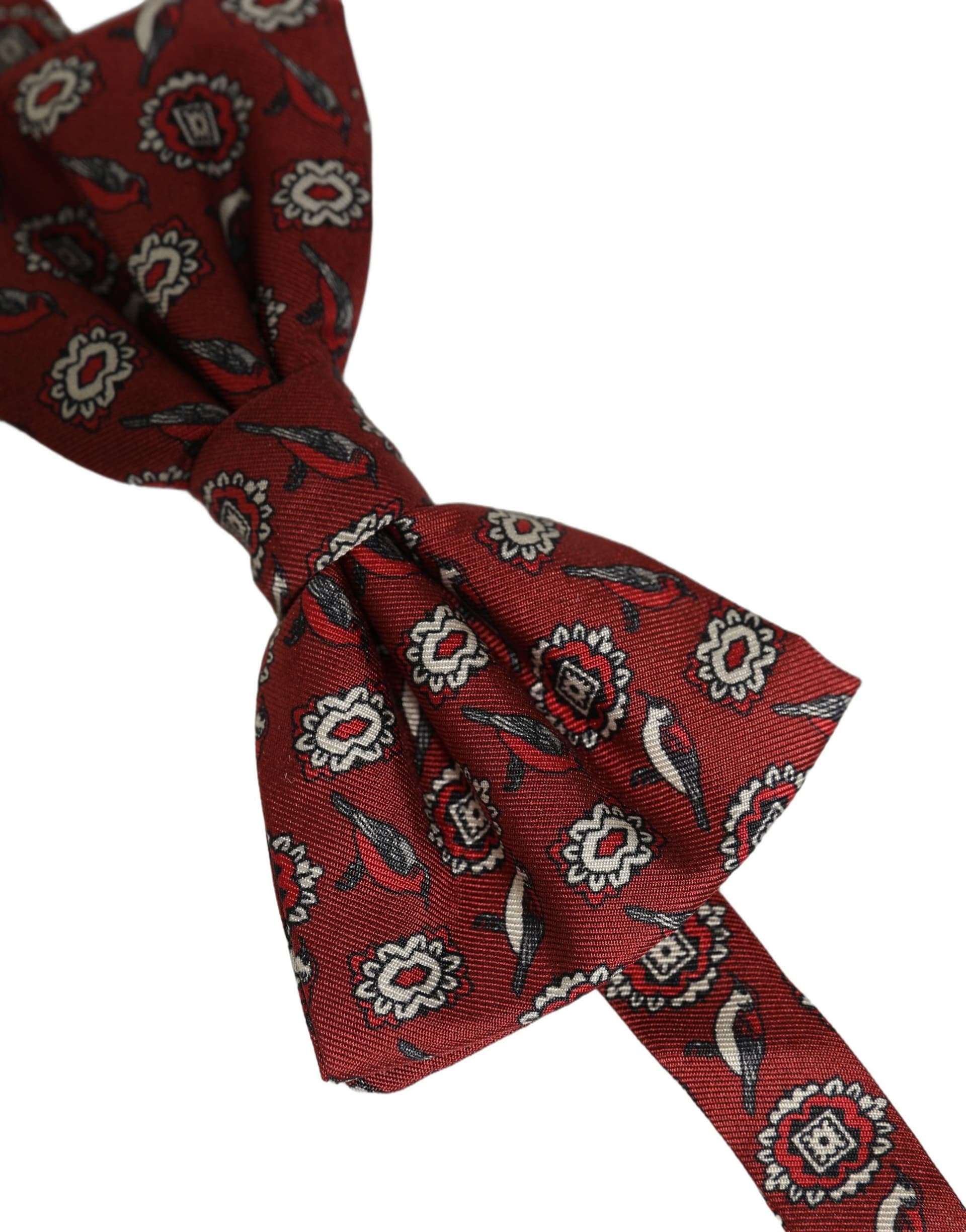 Dolce & Gabbana Men Bordeaux Floral Adjustable Neck Papillon Bow Tie - 3