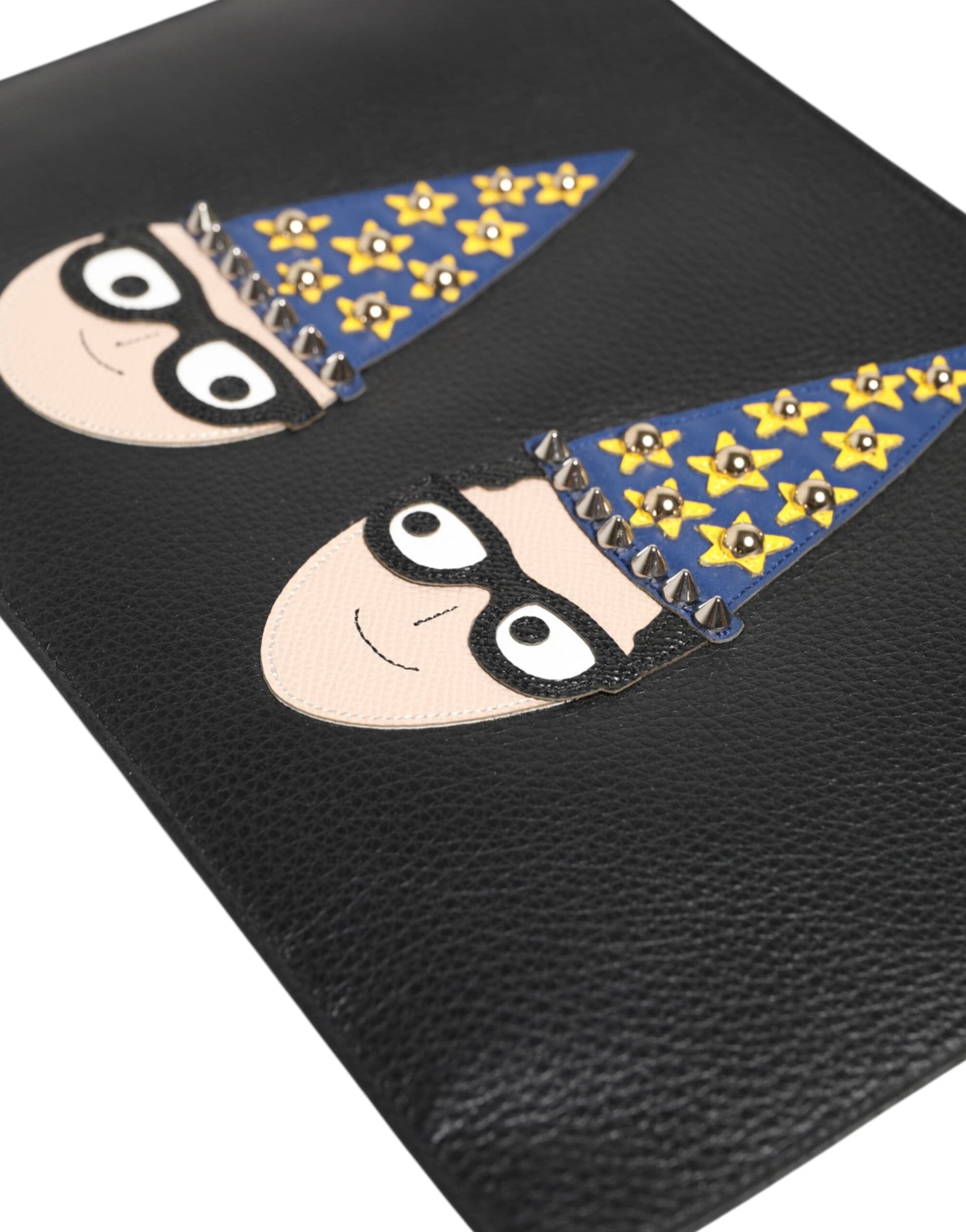 Dolce & Gabbana Black Leather #DGFAMILY Embellished Men Clutch Pouch Bag - 5