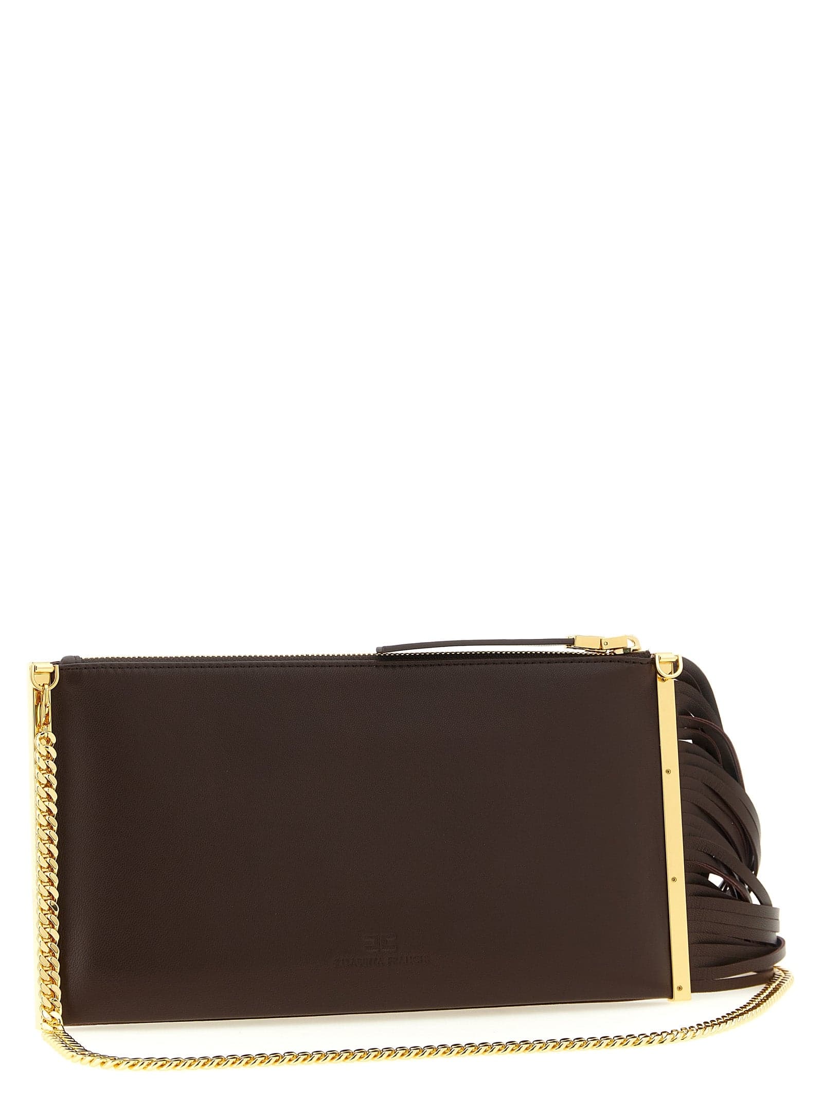 Elisabetta Franchi Brown Leather Clutch Bag - 2