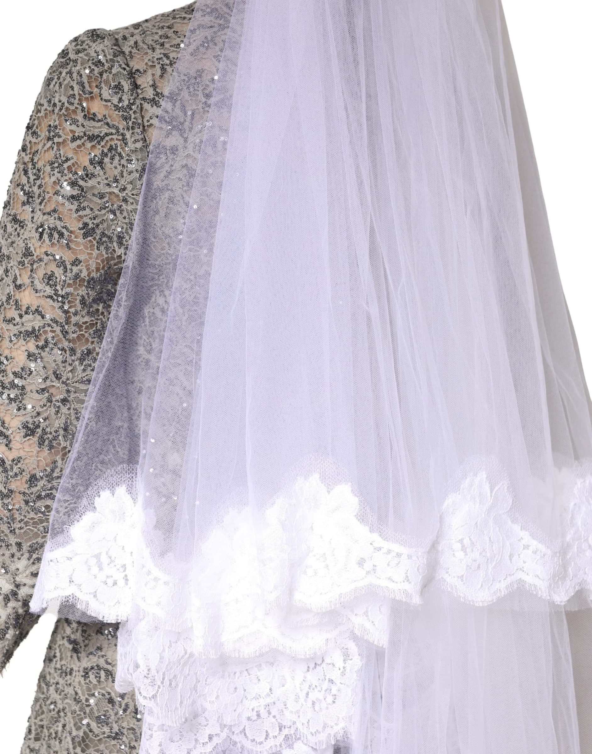 Dolce & Gabbana White Floral LaceNylon Floor Length 3M Long Veil - 4