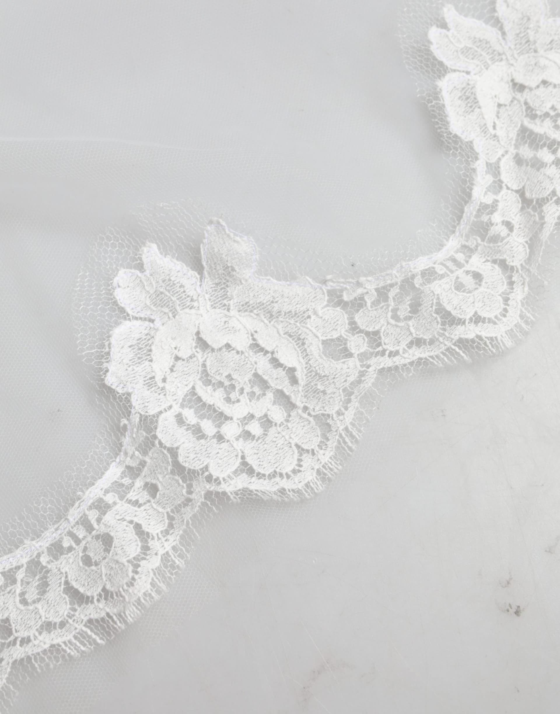 Dolce & Gabbana White Floral LaceNylon Floor Length 3M Long Veil - 8