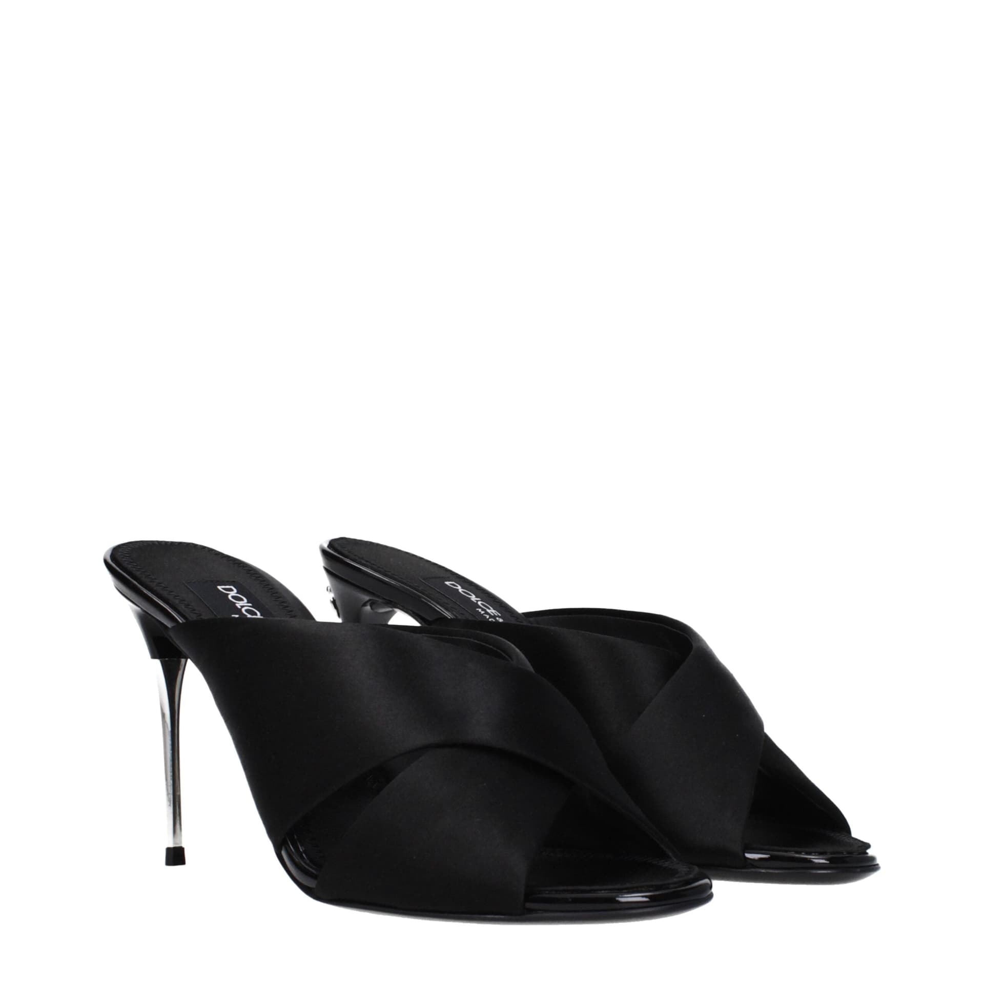 Dolce & Gabbana Black Satin Stiletto Heel Sandals - 2