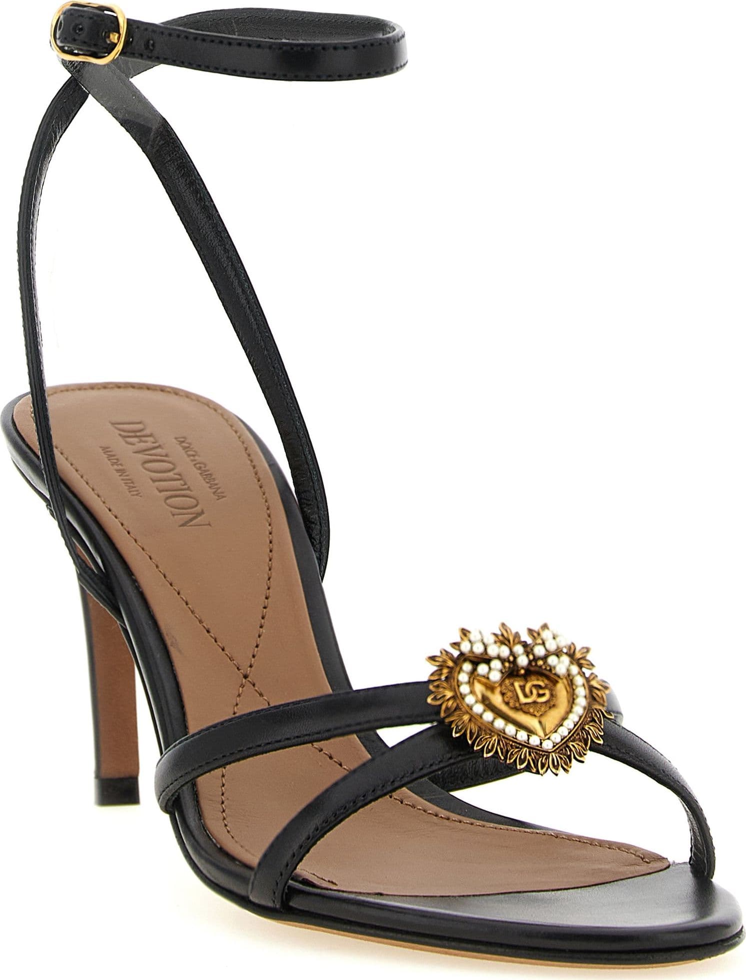Dolce & Gabbana Black Calfskin Stiletto Heel Sandals - 2