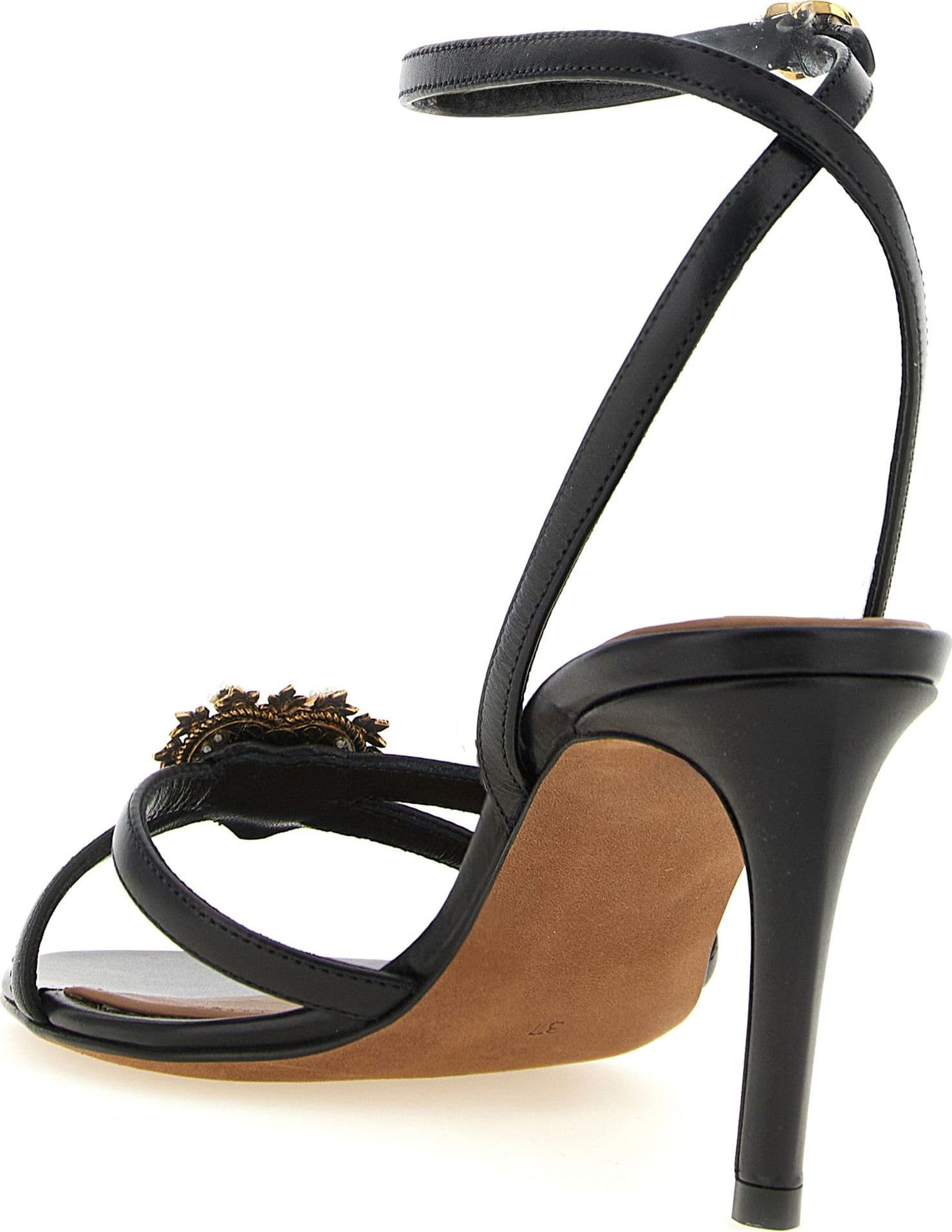 Dolce & Gabbana Black Calfskin Stiletto Heel Sandals - 3