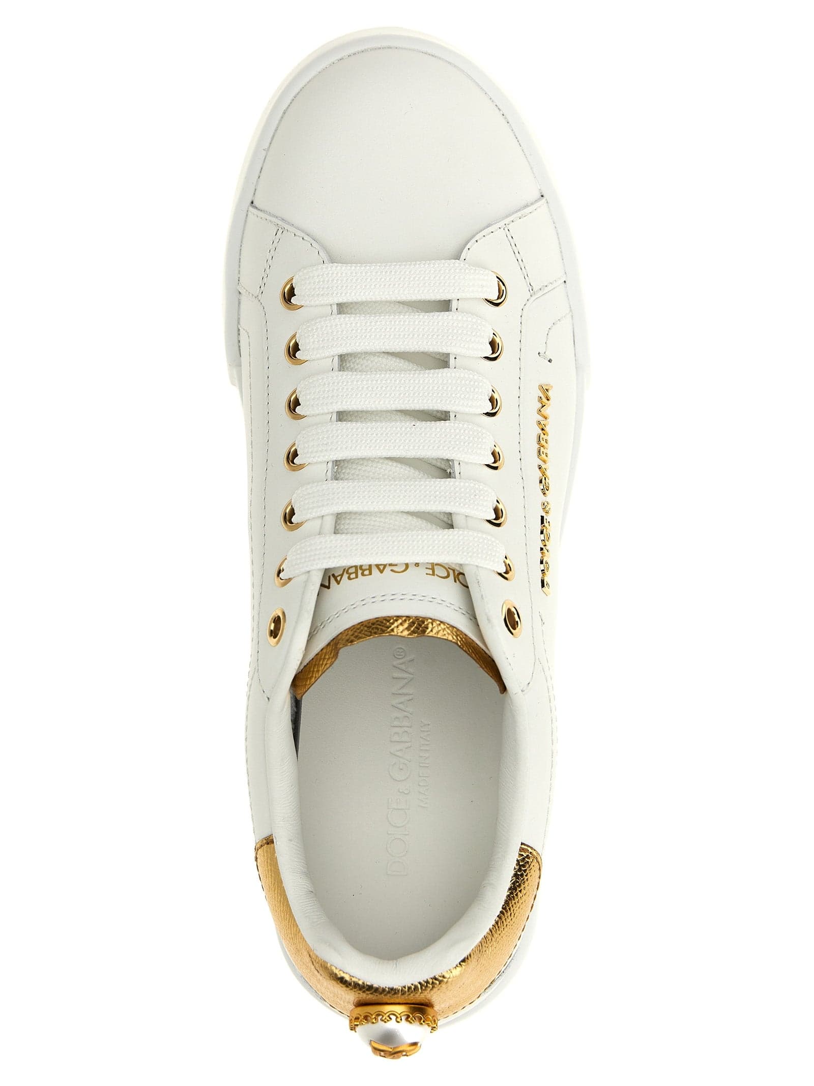 Dolce & Gabbana Gold Calfskin Low Top Sneakers - 4
