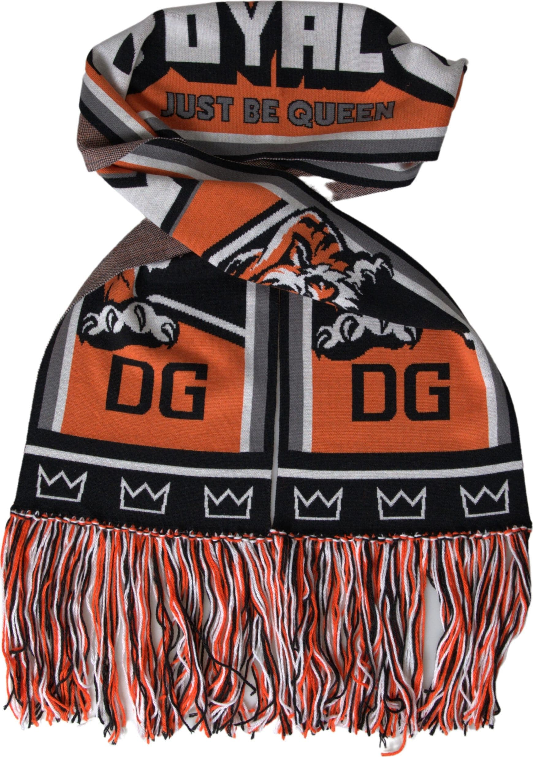 Dolce & Gabbana Multicolor Wool DG Royals Wrap Fringe Scarf - 2