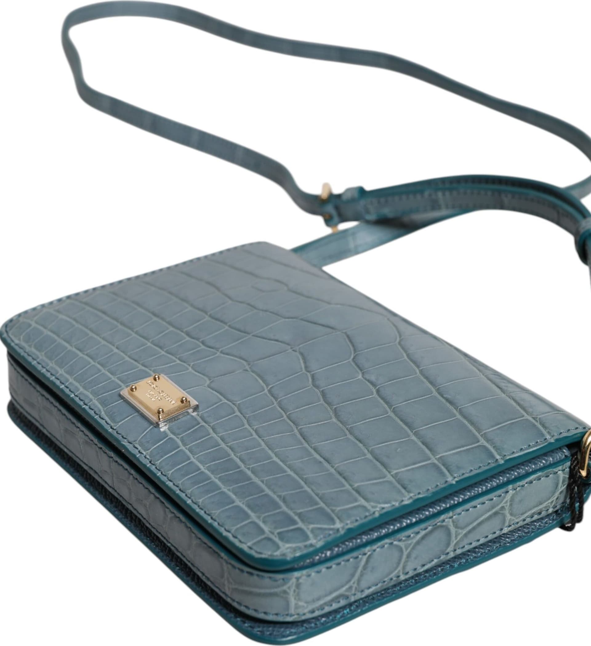 Dolce & Gabbana Green Exotic Leather DG Plaque Crossbody Mini Bag - 7