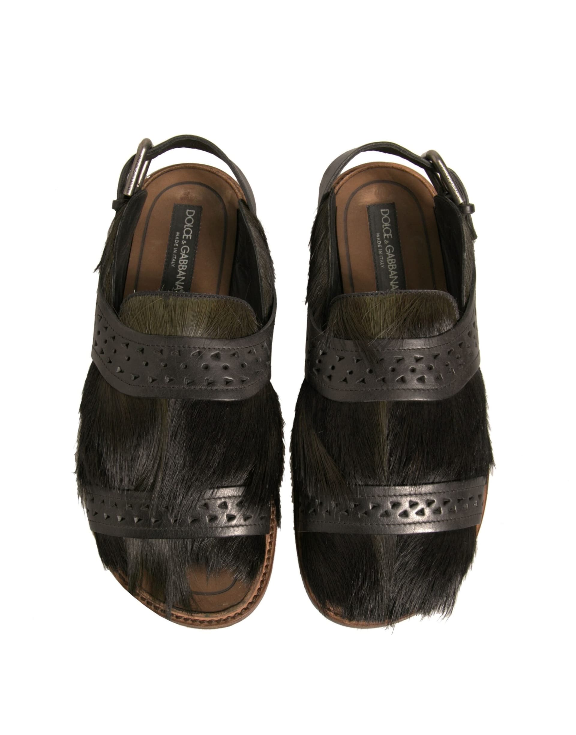 Dolce & Gabbana Green Gazelle Hair Leather Flats Sandals Shoes - 2