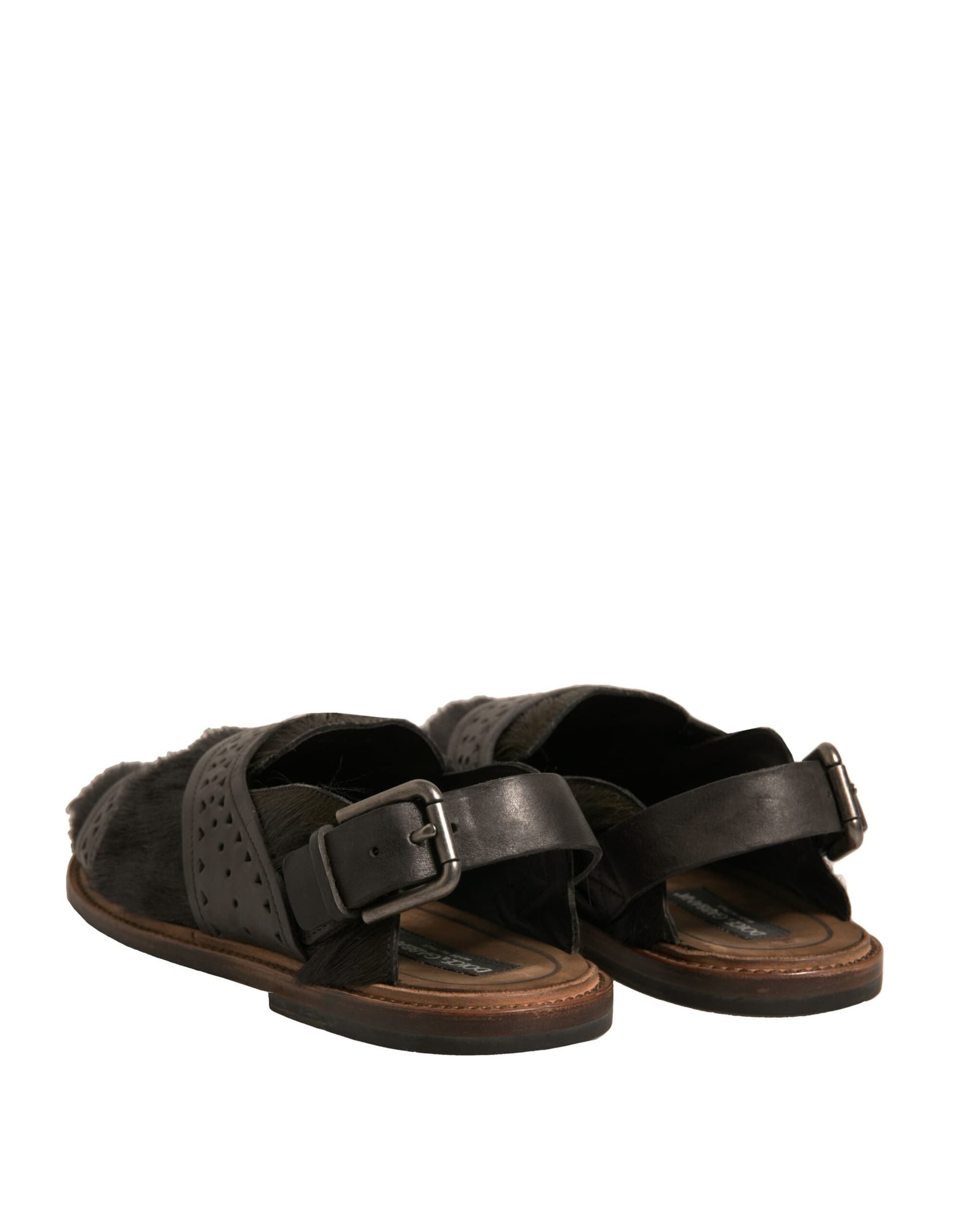 Dolce & Gabbana Green Gazelle Hair Leather Flats Sandals Shoes - 4