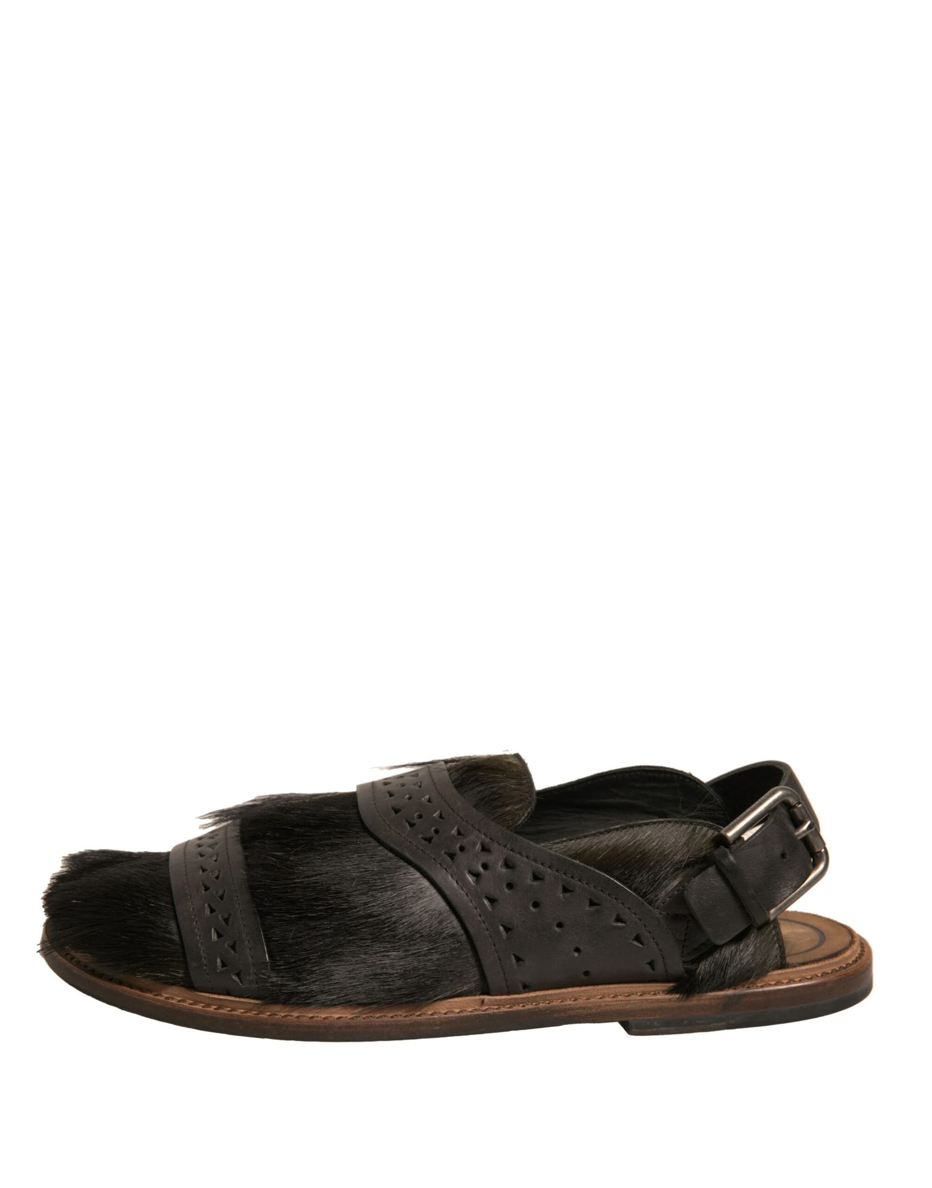 Dolce & Gabbana Green Gazelle Hair Leather Flats Sandals Shoes - 5