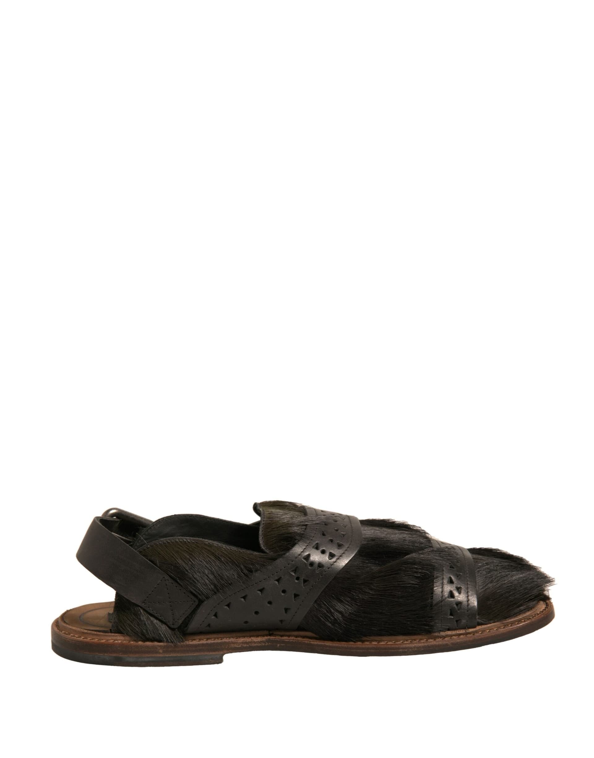 Dolce & Gabbana Green Gazelle Hair Leather Flats Sandals Shoes - 7