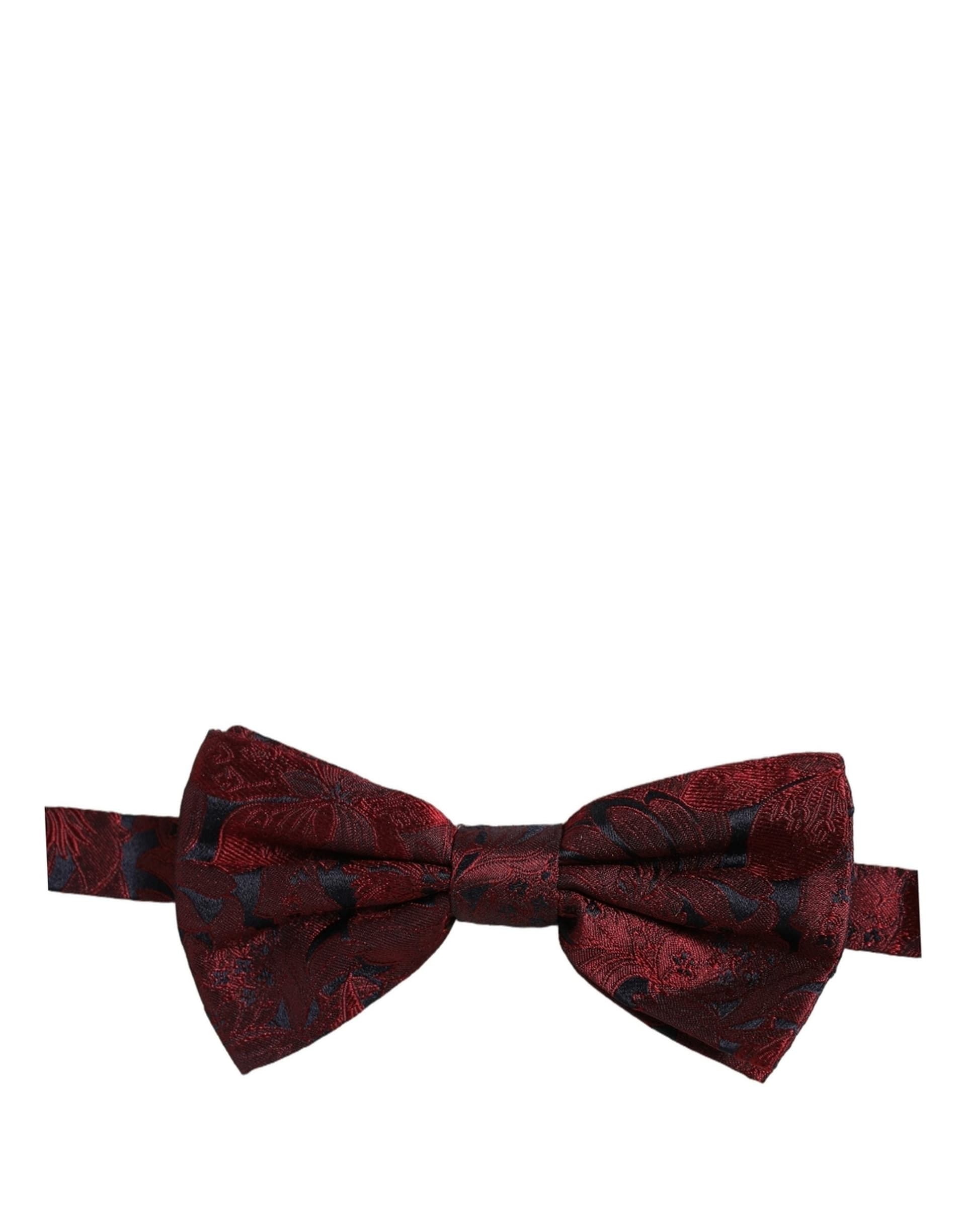 Dolce & Gabbana Men Maroon Paisley SIlk Adjustable Neck Papillon Bow Tie - 2