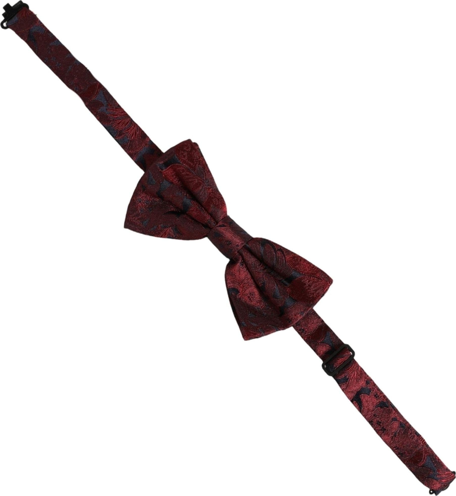 Dolce & Gabbana Men Maroon Paisley SIlk Adjustable Neck Papillon Bow Tie - 3