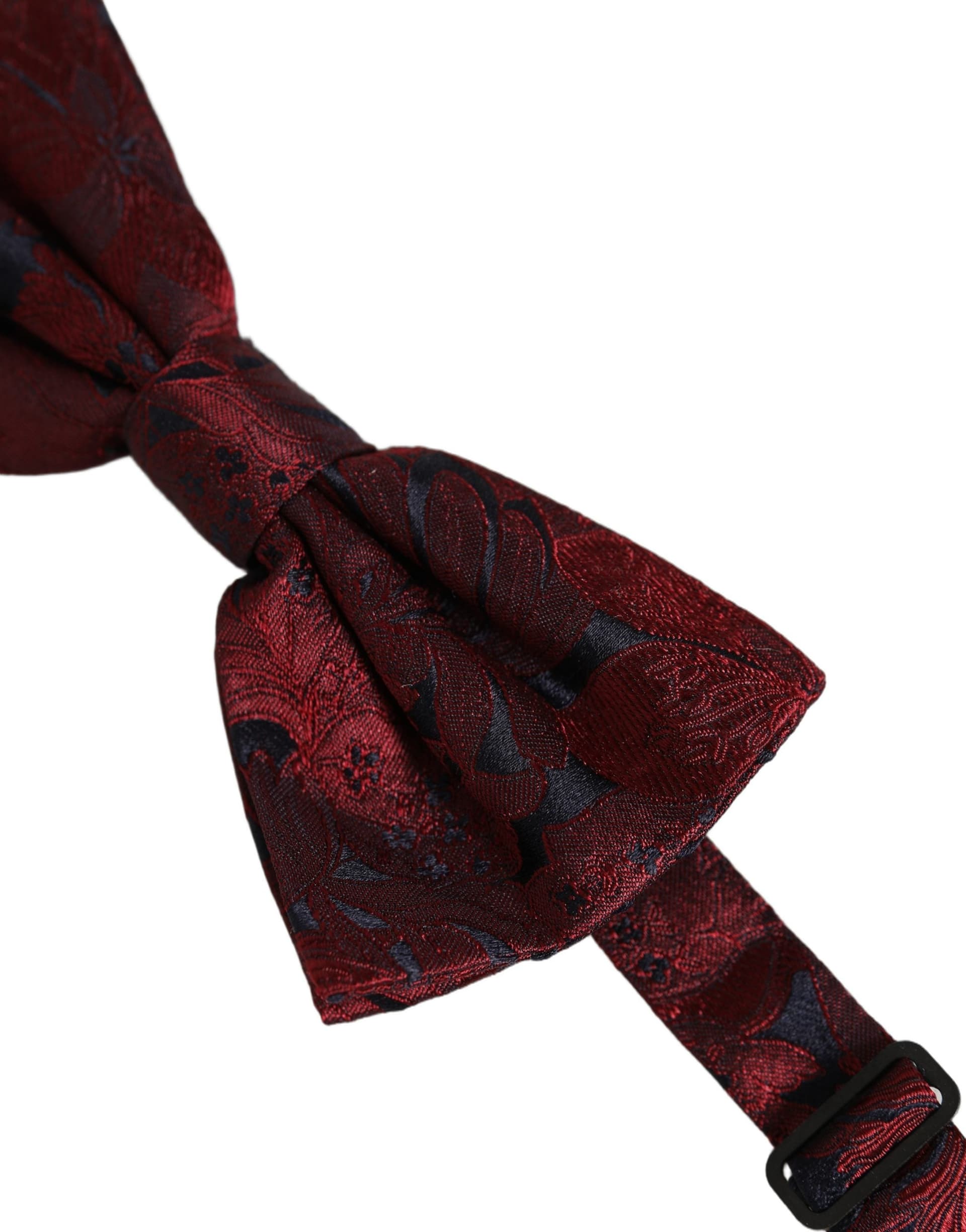Dolce & Gabbana Men Maroon Paisley SIlk Adjustable Neck Papillon Bow Tie - 4
