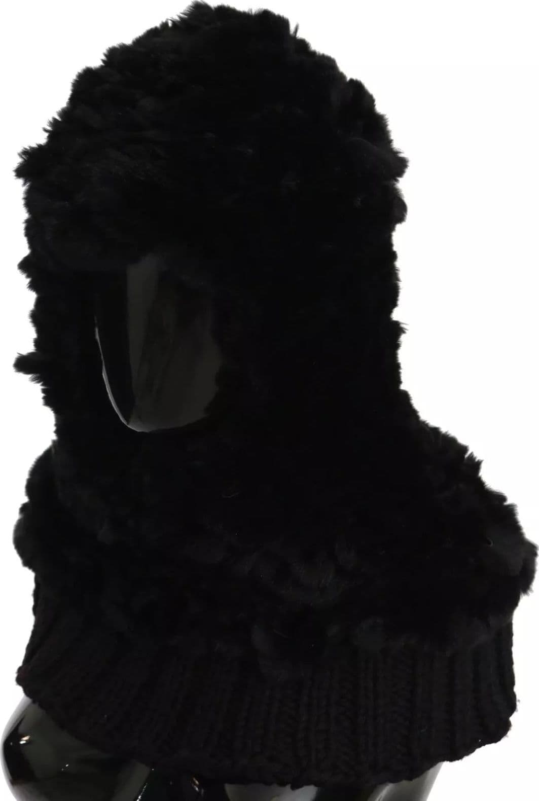 Dolce & Gabbana Black Silver Fox Fur Cashmere Hooded Scarf - 4