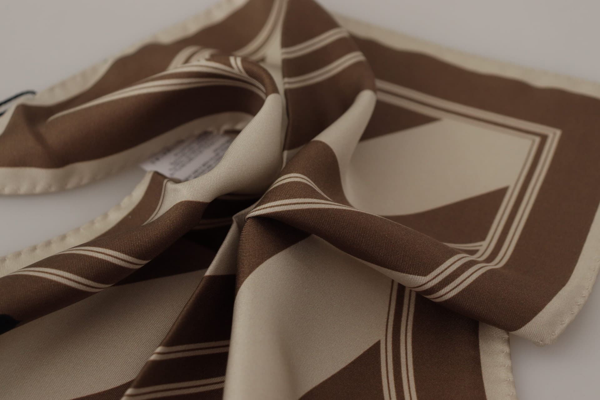 Dolce & Gabbana Brown Stripes DG Logo Square Mens Handkerchief Scarf - 3