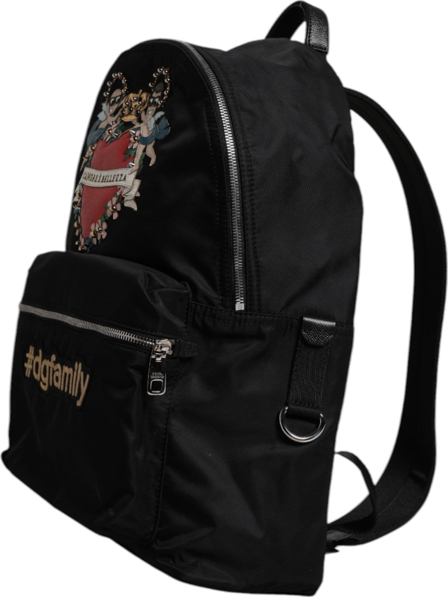Dolce & Gabbana Black Nylon #DGFAMILY Embellished Backpack VULCANO Bag - 5