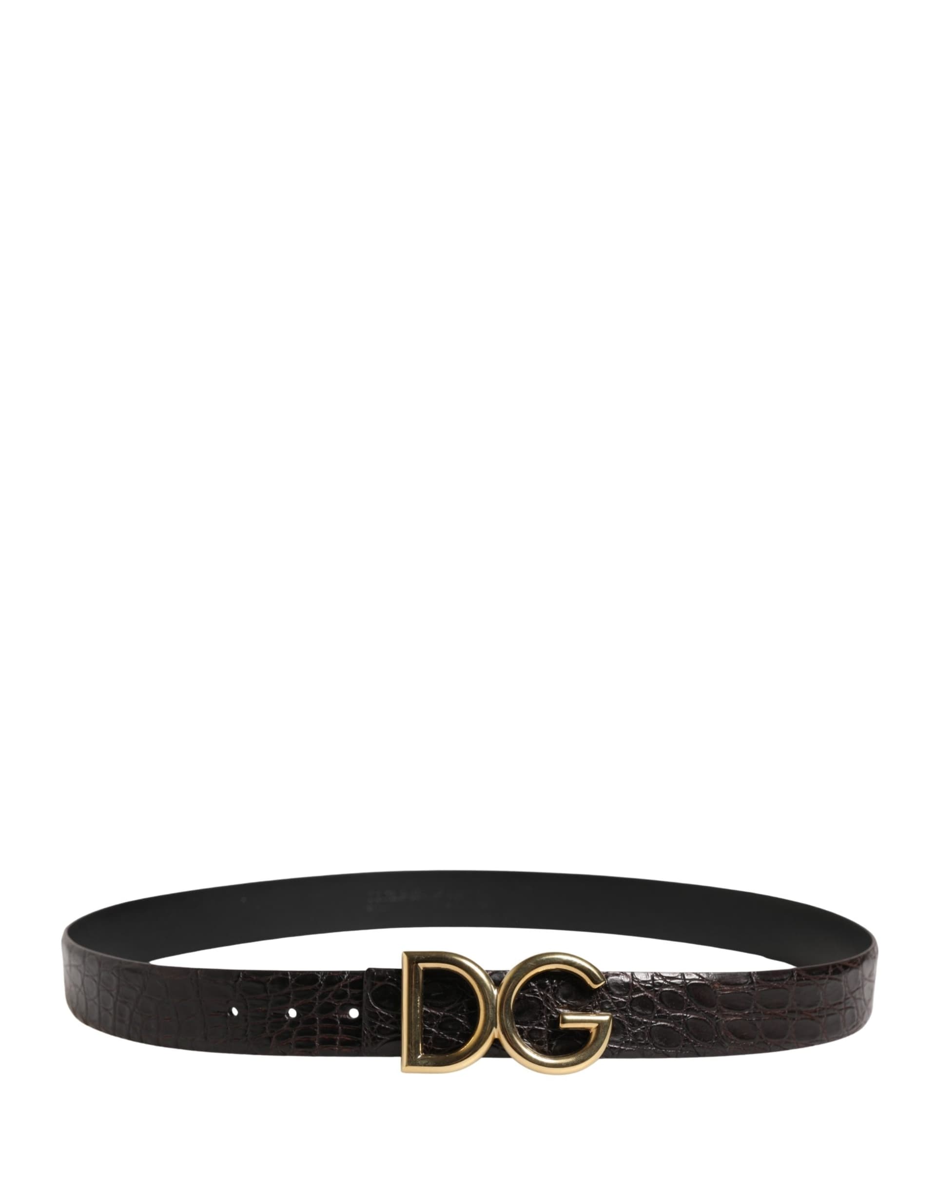 Dolce & Gabbana Men Black Exotic Leather Logo Buckle Belt - 3