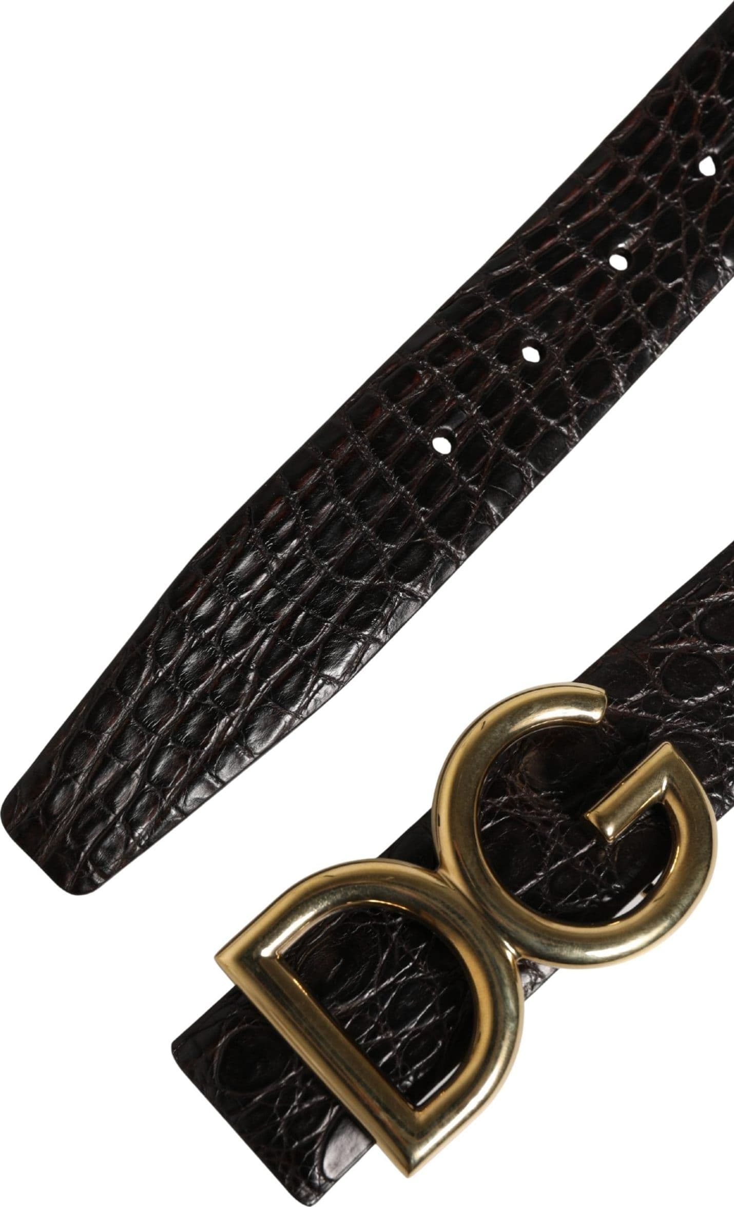 Dolce & Gabbana Men Black Exotic Leather Logo Buckle Belt - 7