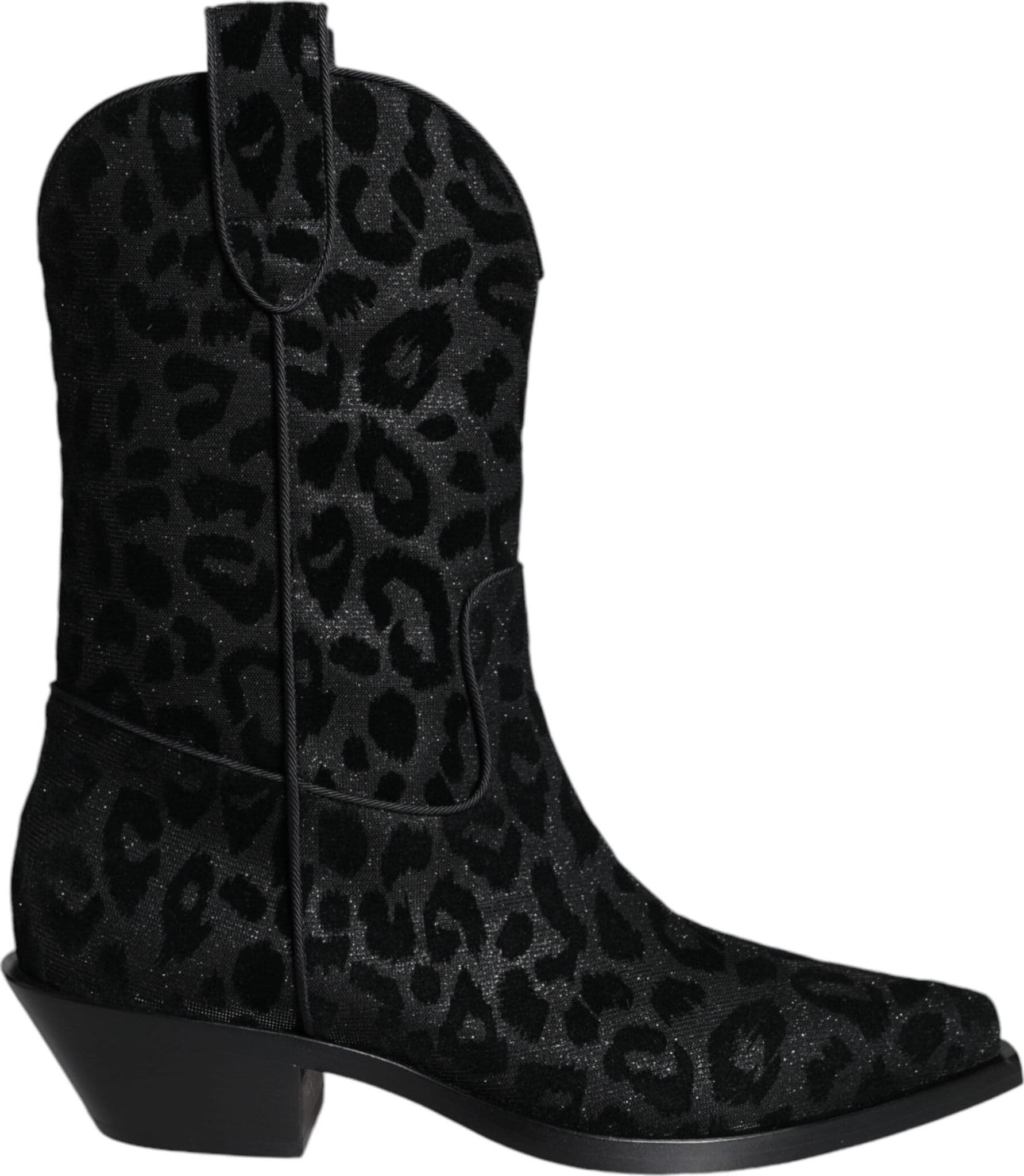 Dolce & Gabbana Black Gray Leopard Cowboy Boots Shoes - 4