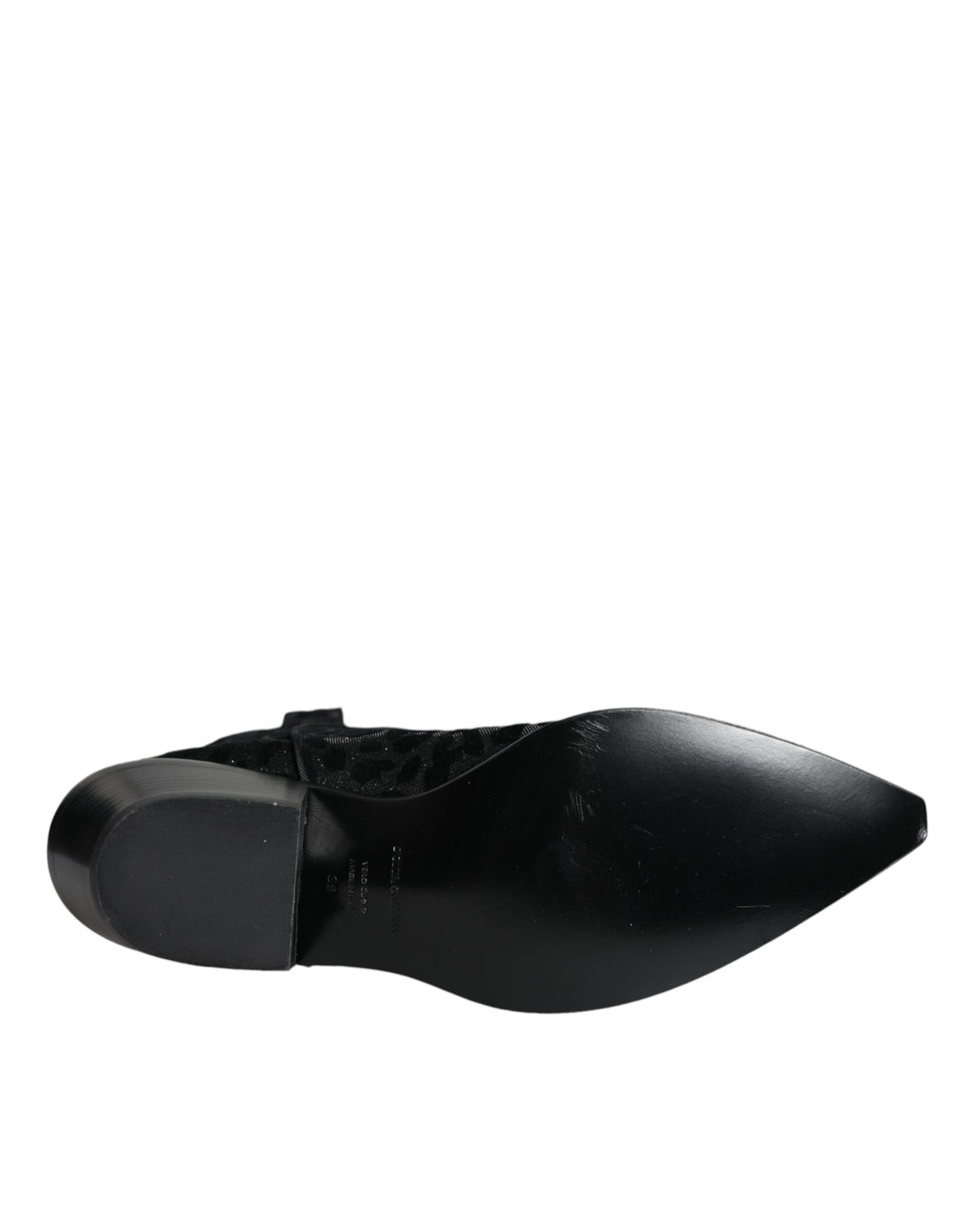 Dolce & Gabbana Black Gray Leopard Cowboy Boots Shoes - 6